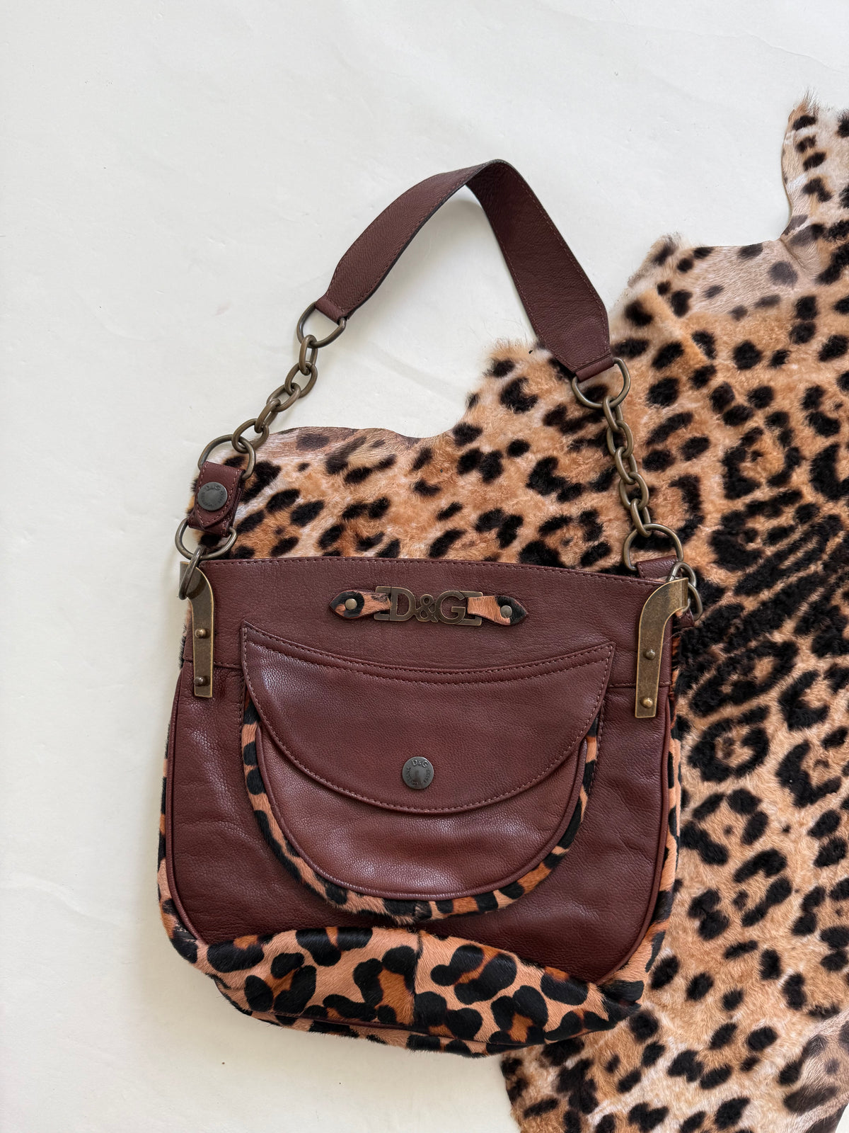 Dolce & Gabbana Leopard Leather Shoulder Bag & Purse