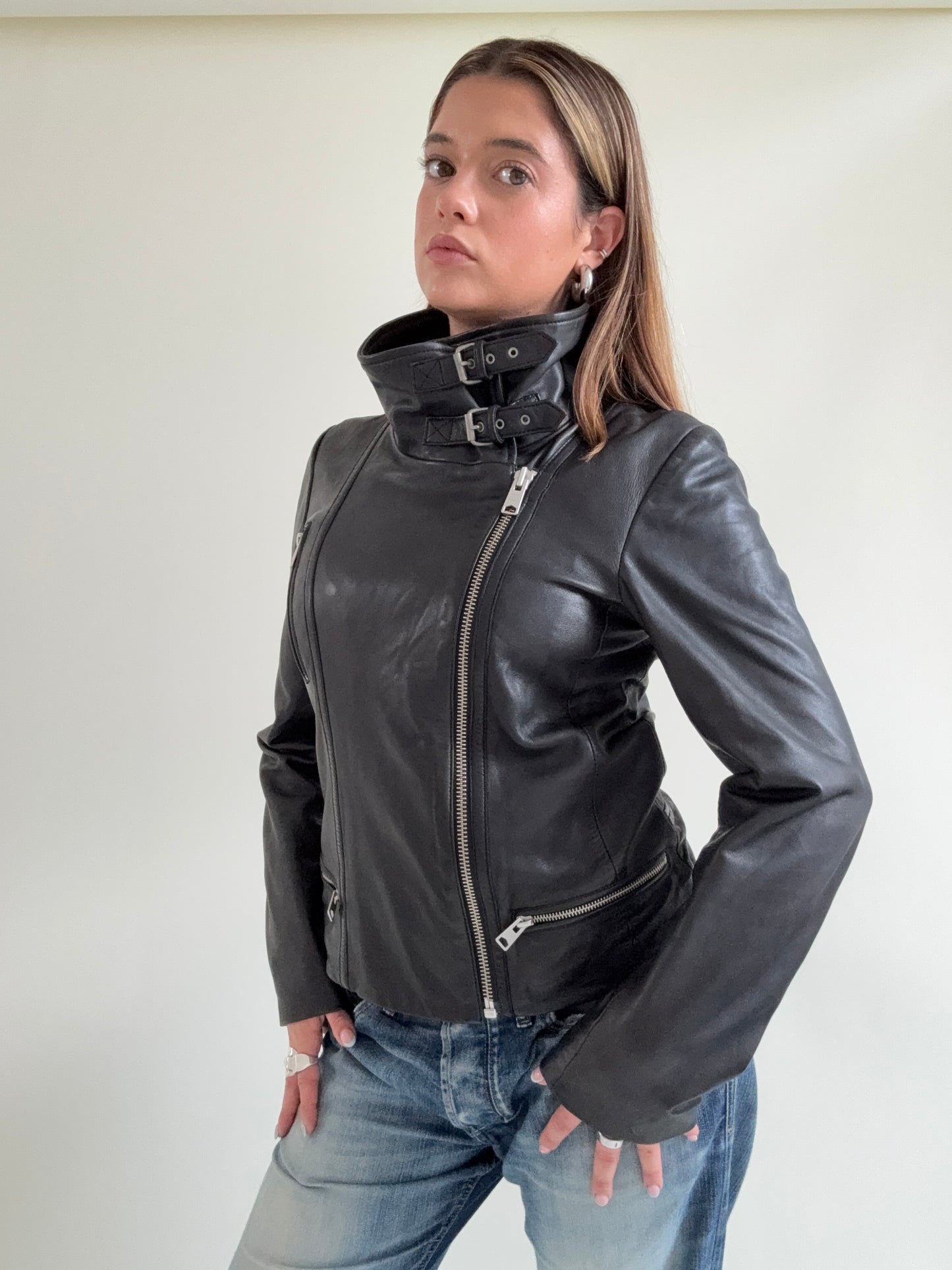 Allsaints Leather Buckle Jacket (UK12)