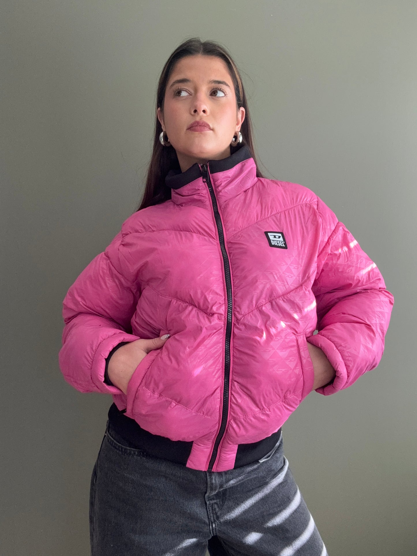 Diesel Pink Puffer Jacket (S)