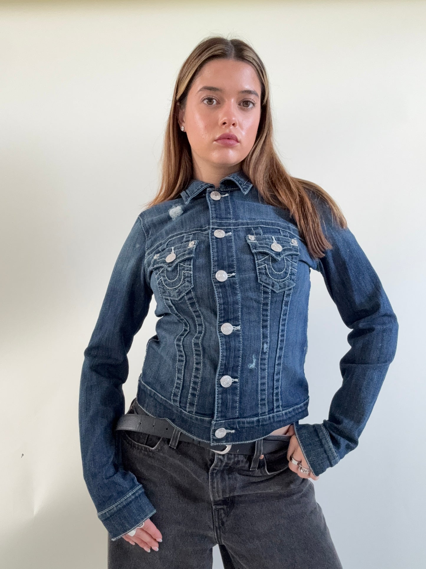 True Religion Denim Contrast Stitch Denim Jacket (S)