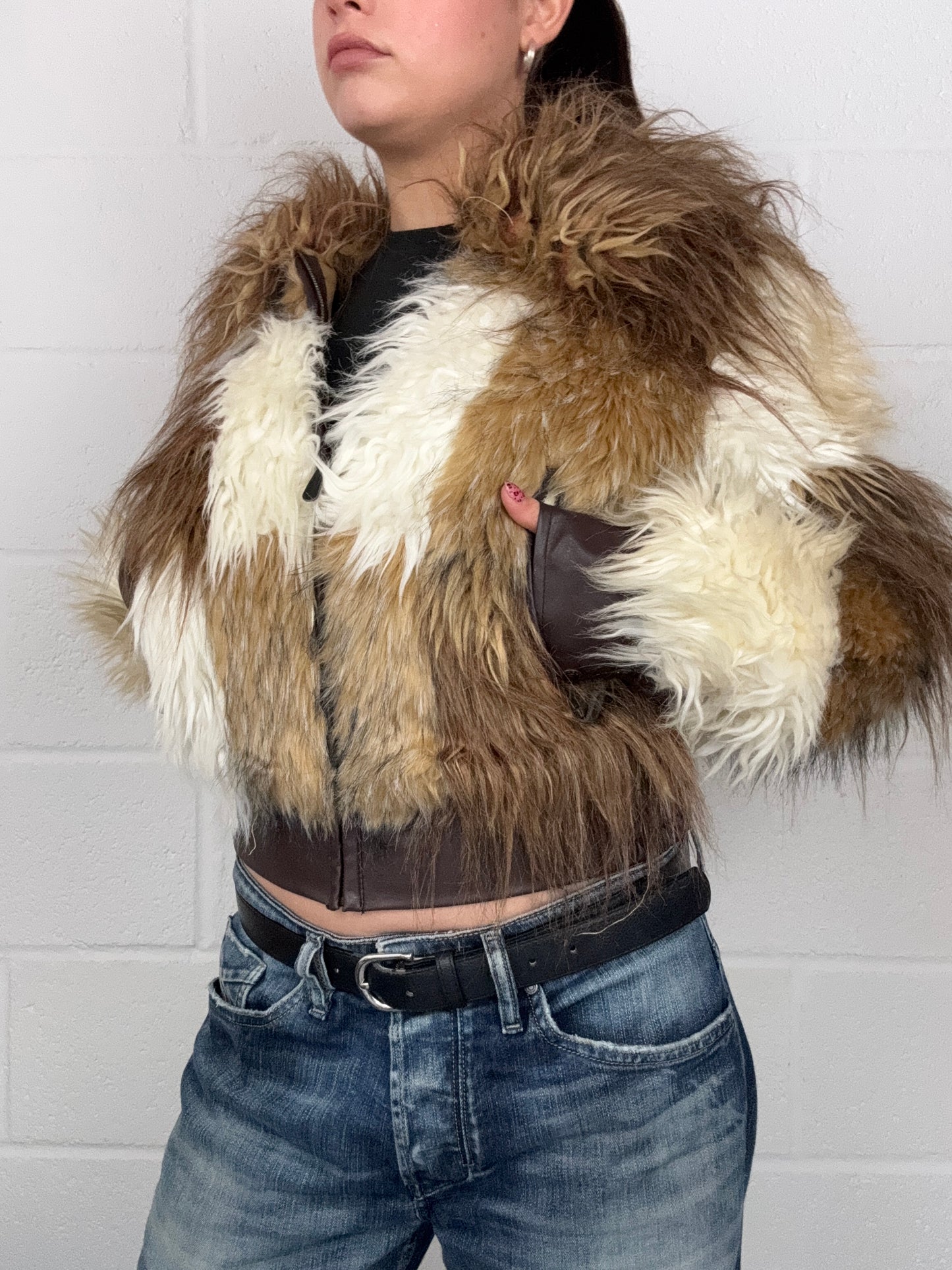 Hooch Faux Fur Patchwork Jacket (UK10)