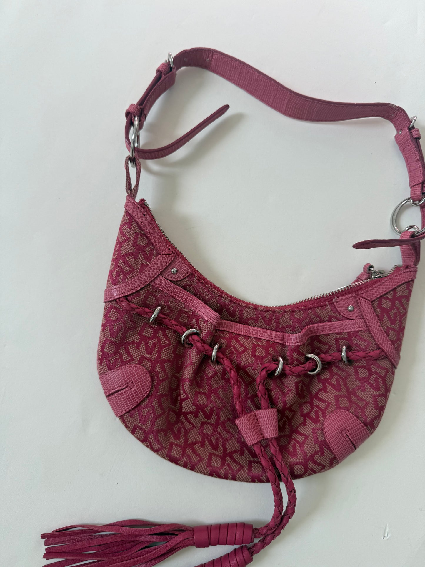 DKNY Pink Tassle Shoulder Bag