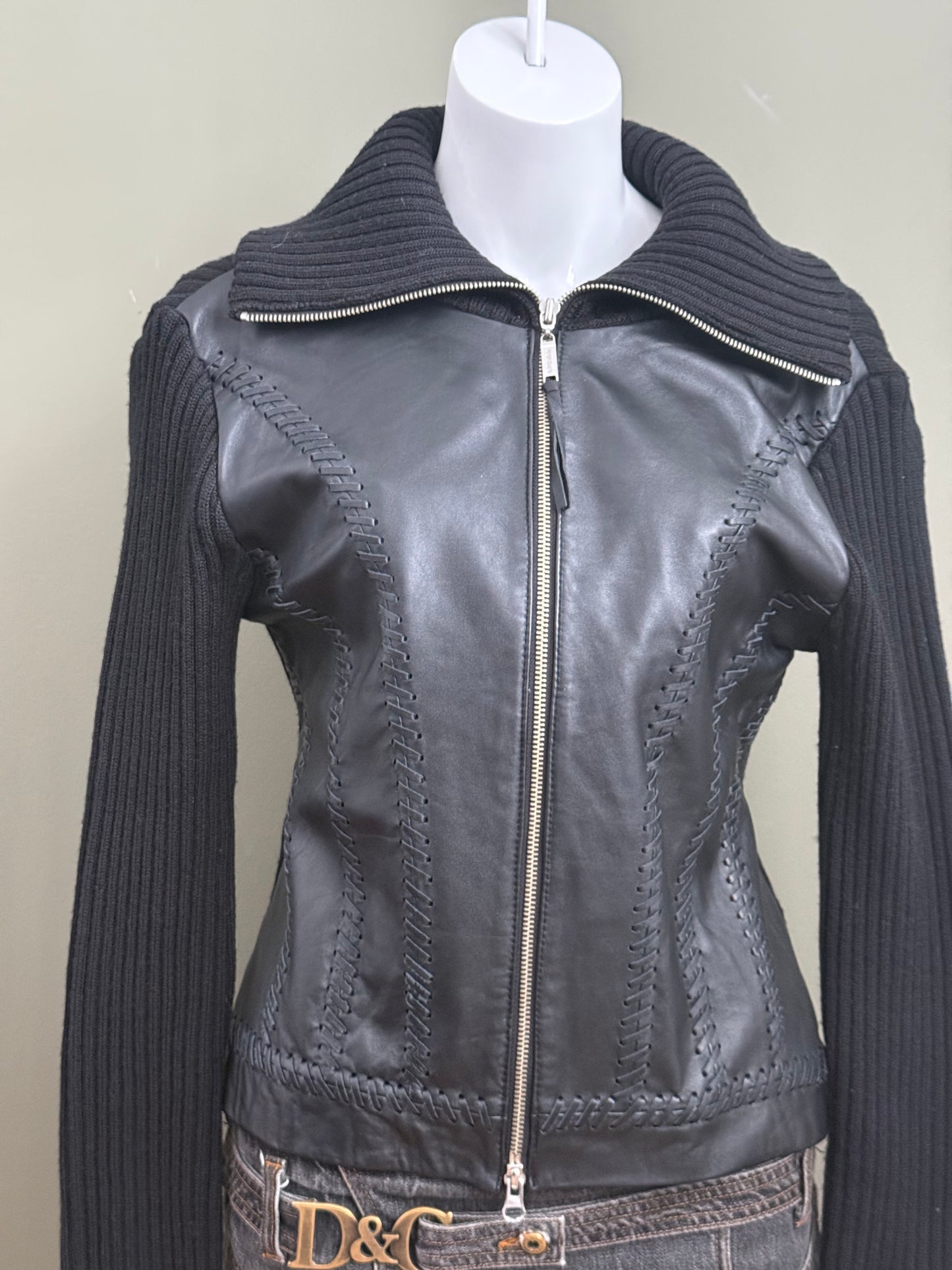 Knitted Leather Jacket (UK14)