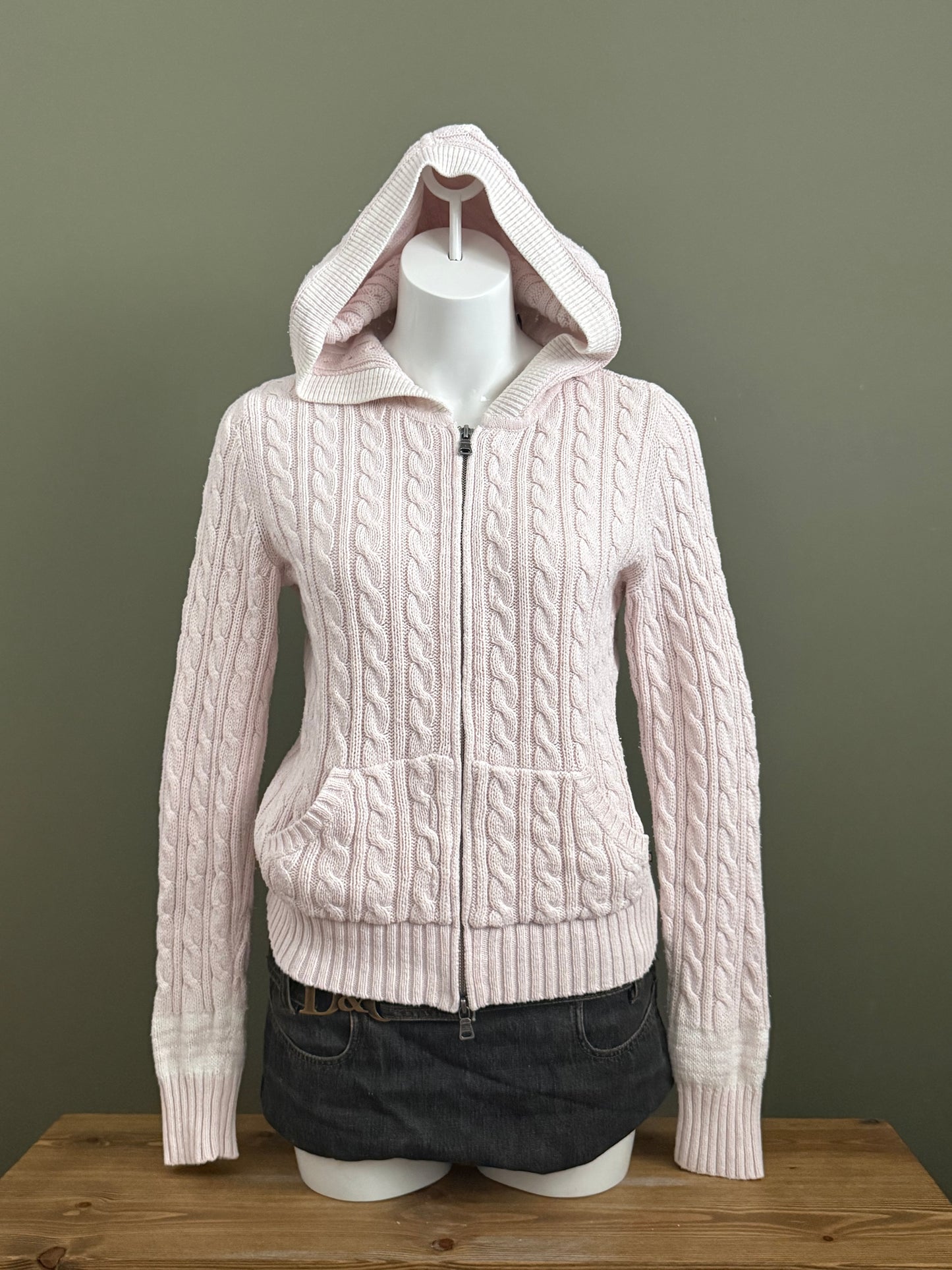 Baby Pink Ralph Lauren Cable Knit Jumper (M)