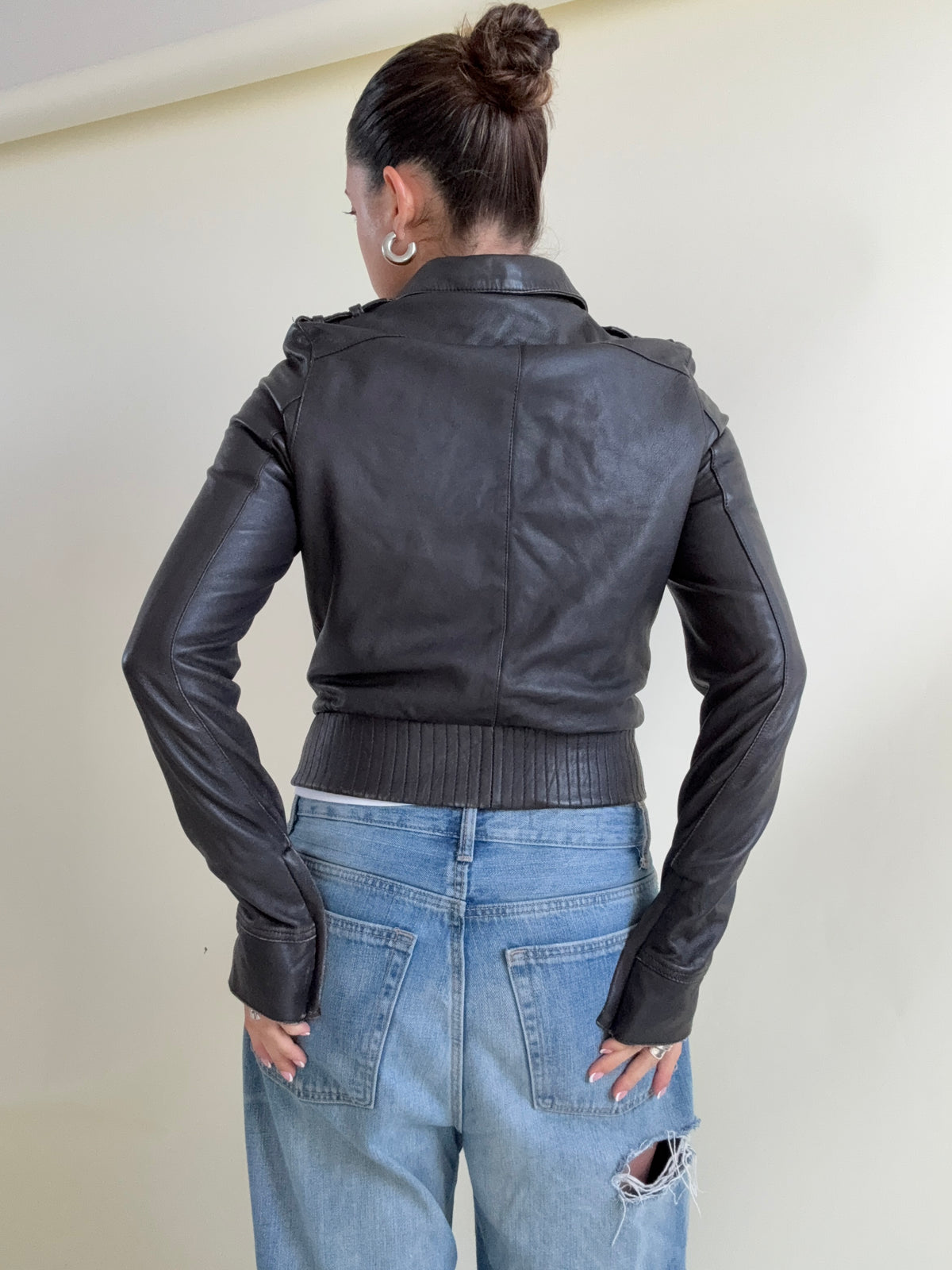 Allsaints Leather Fitted Jacket (UK10)