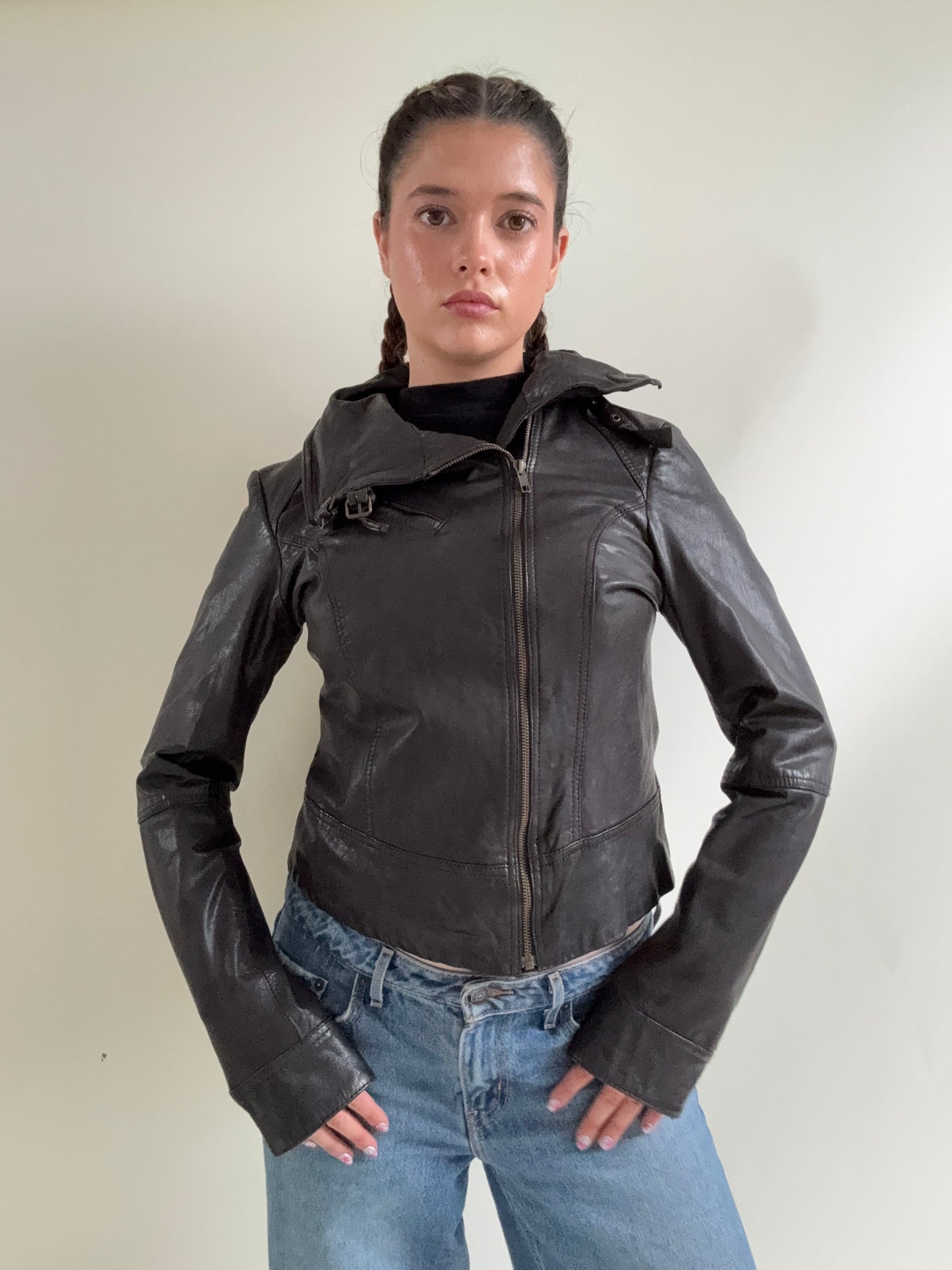 Allsaints Brown Leather Jacket (UK12)