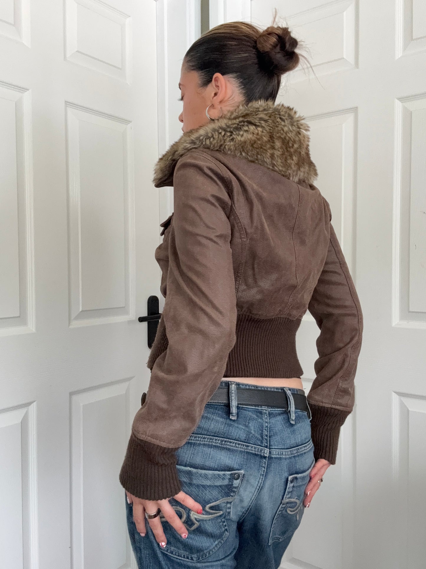 Leather Bomber Jacket (UK12)