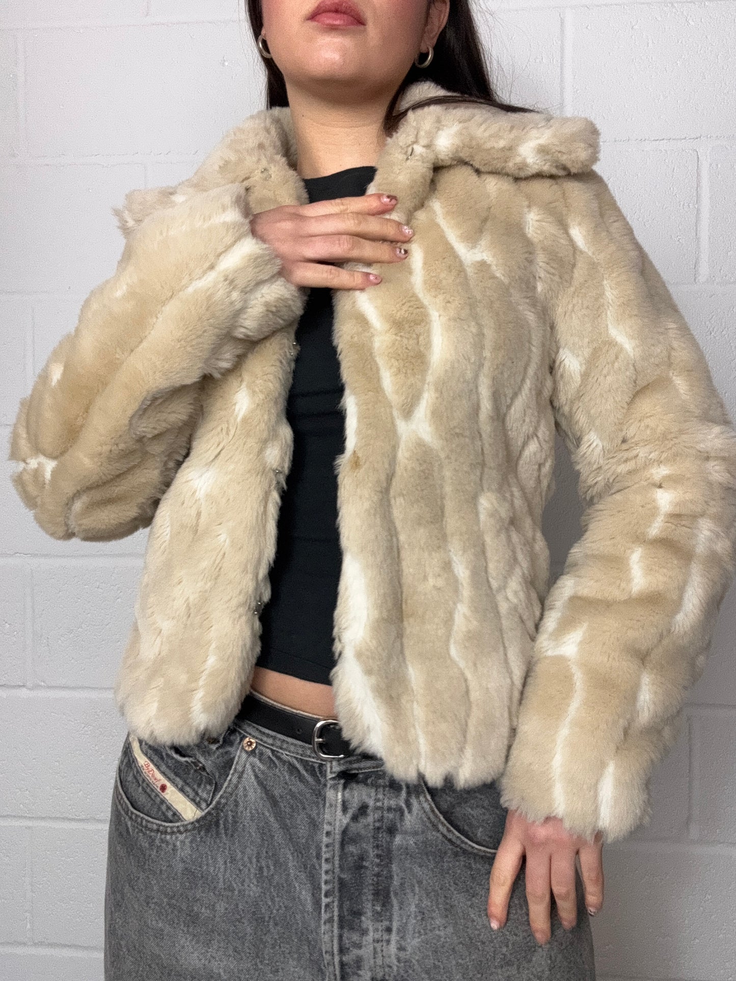 Cream Faux Fur Jacket (UK10)