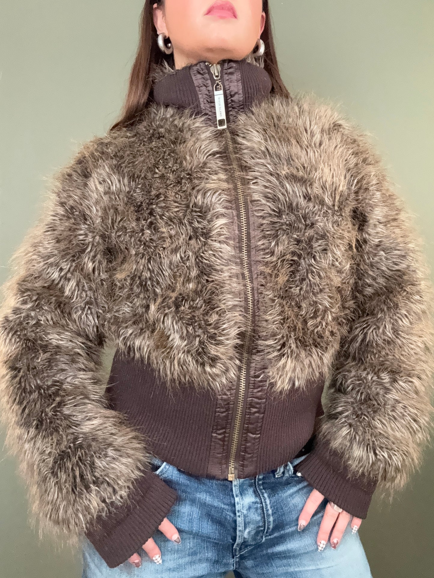 Faux Fur Bomber Jacket (UK16)