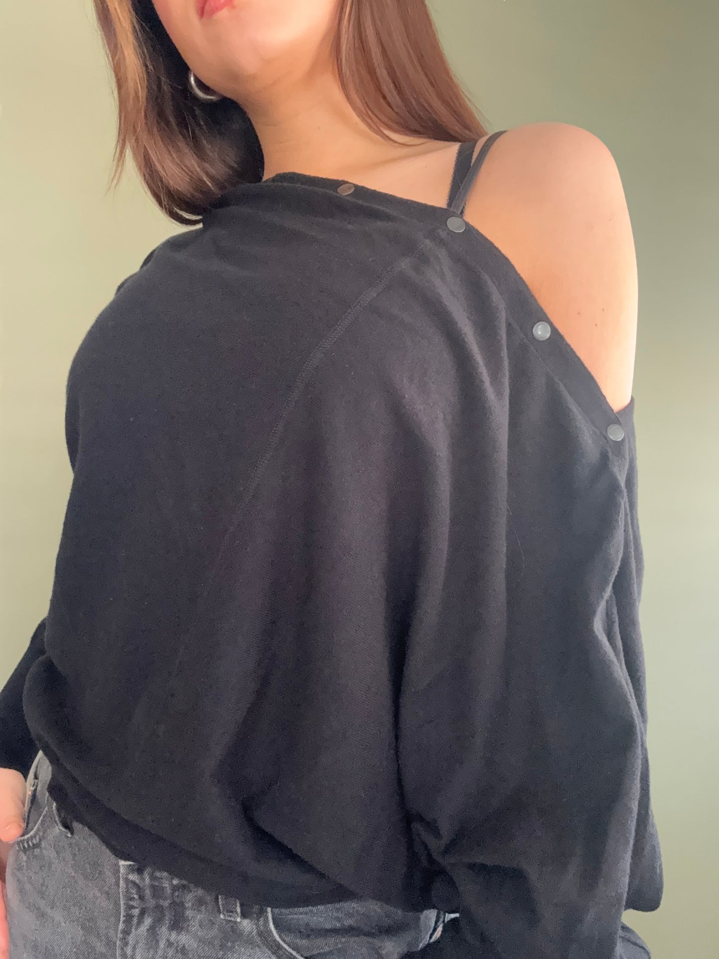 Allsaints Popper Detail Bat Wing Jumper (L)