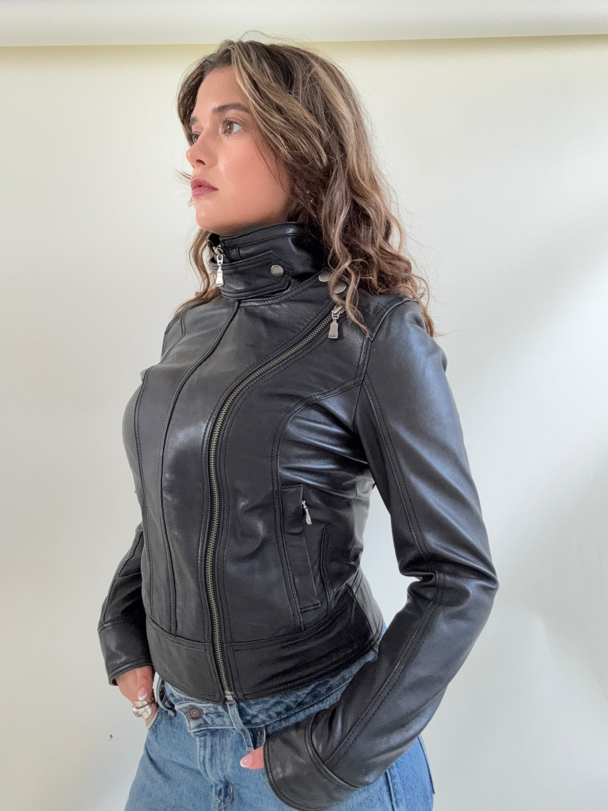Ted Baker Fitted Leather Jacket (S)