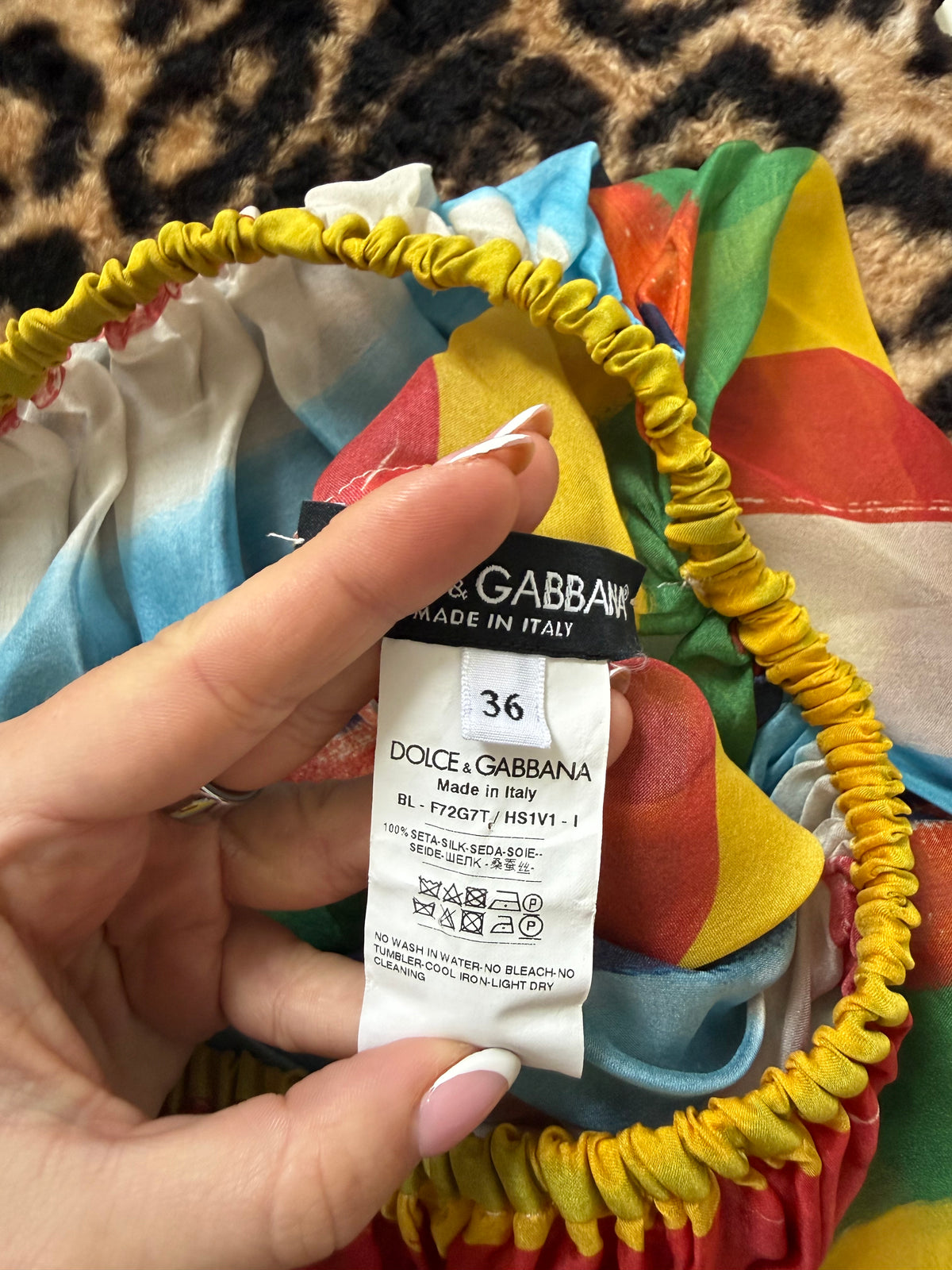 Dolce & Gabbana Silk Multicolour Batwing Top (S)