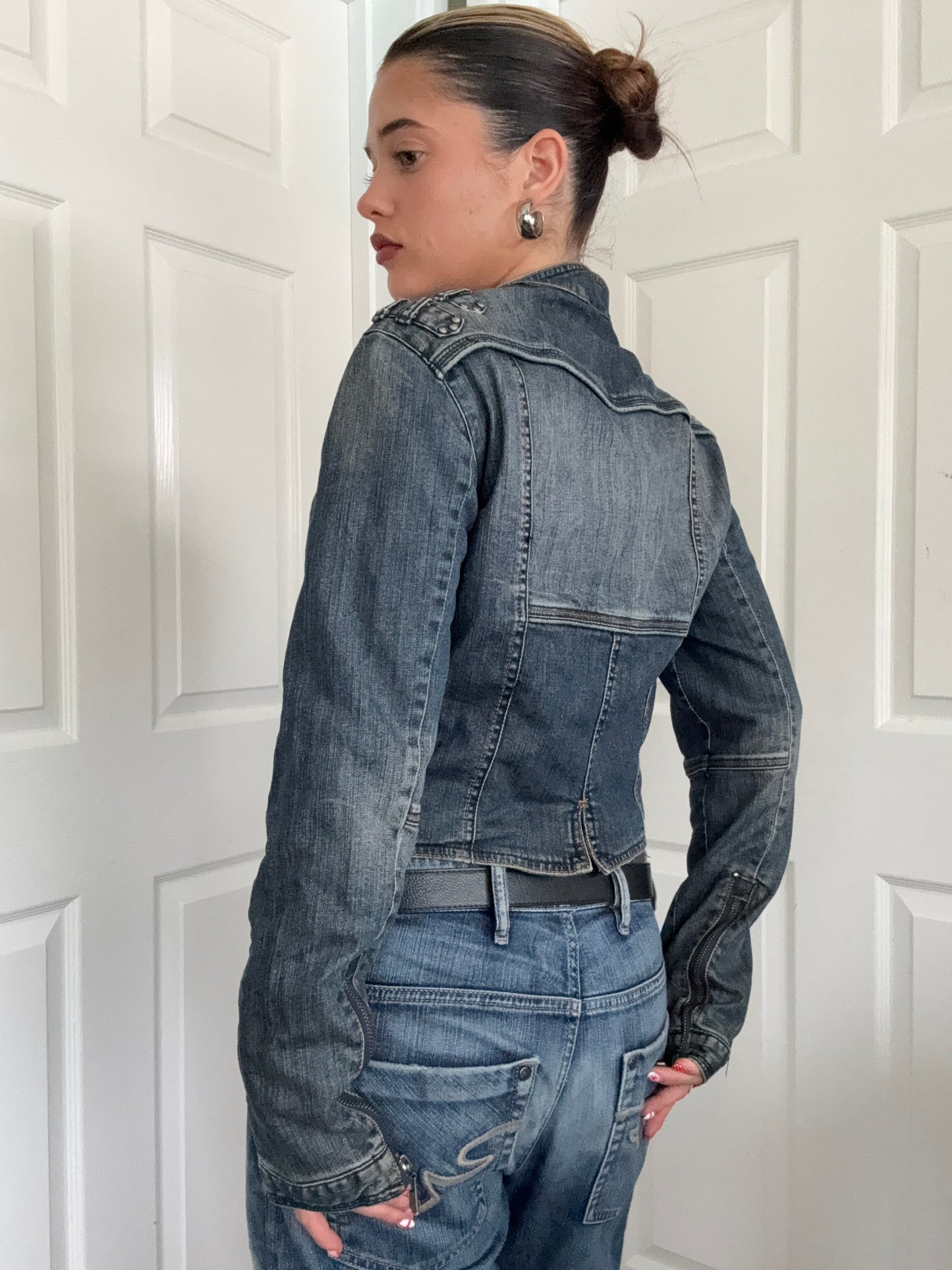 Denim Military Jacket (L)