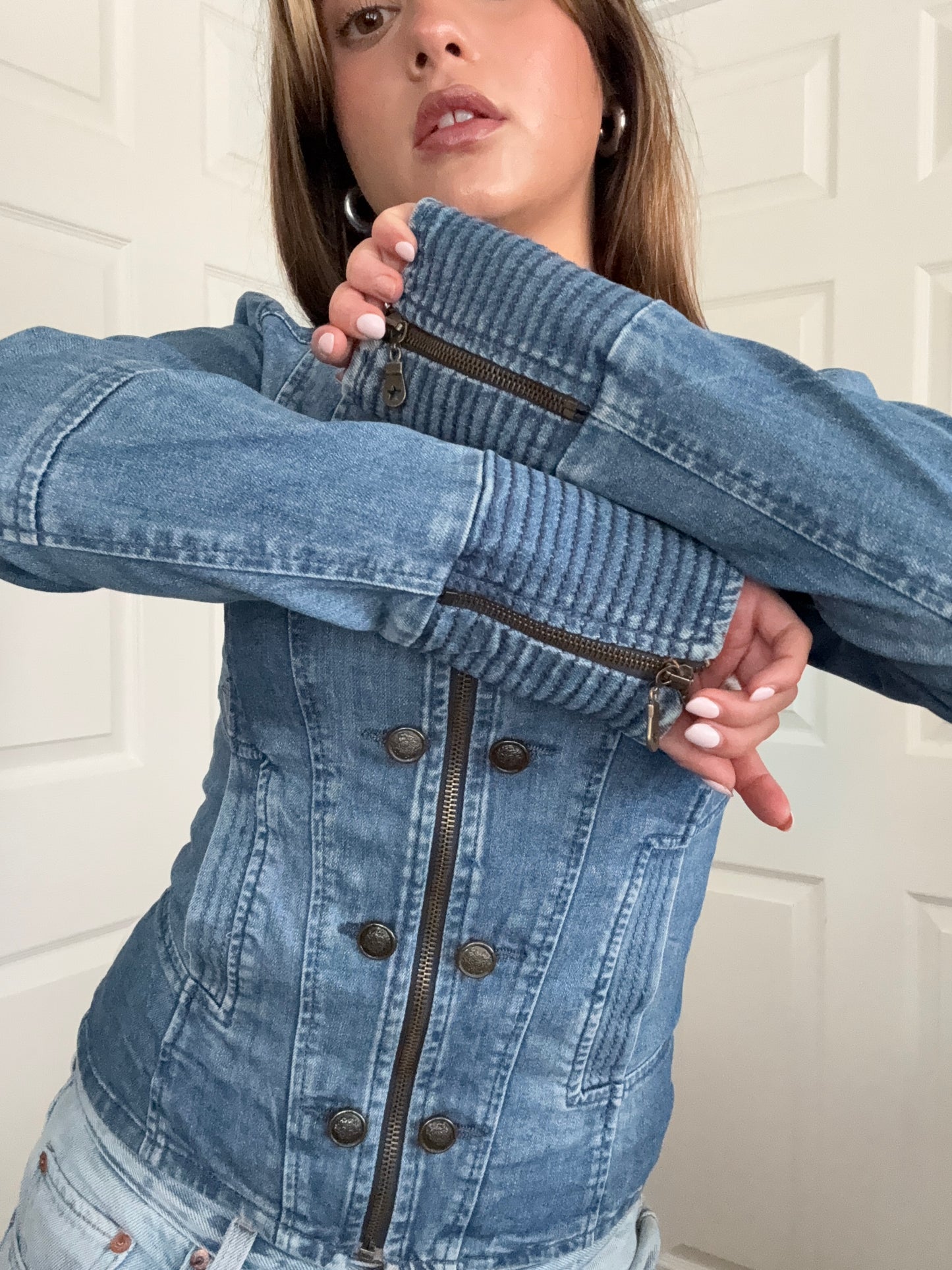 Fitted Denim Military Jacket (S)