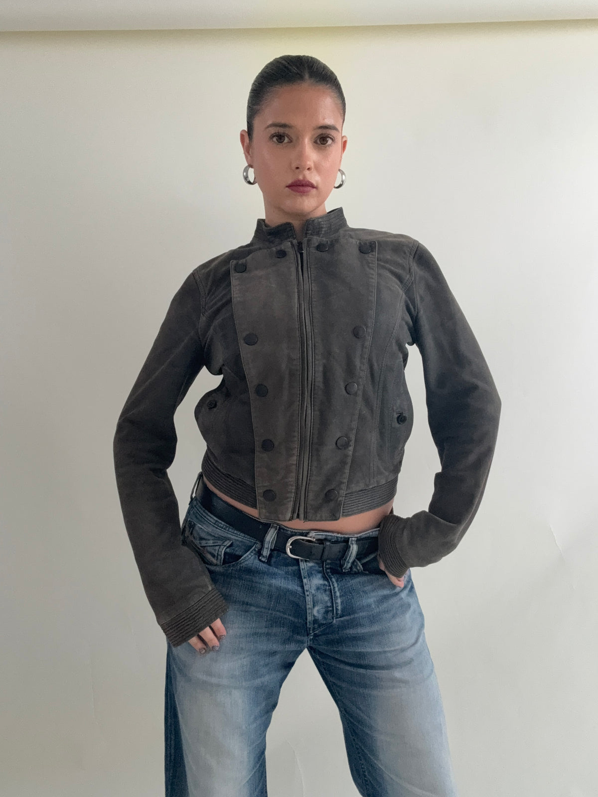 Vintage Diesel Leather Military Jacket (S)