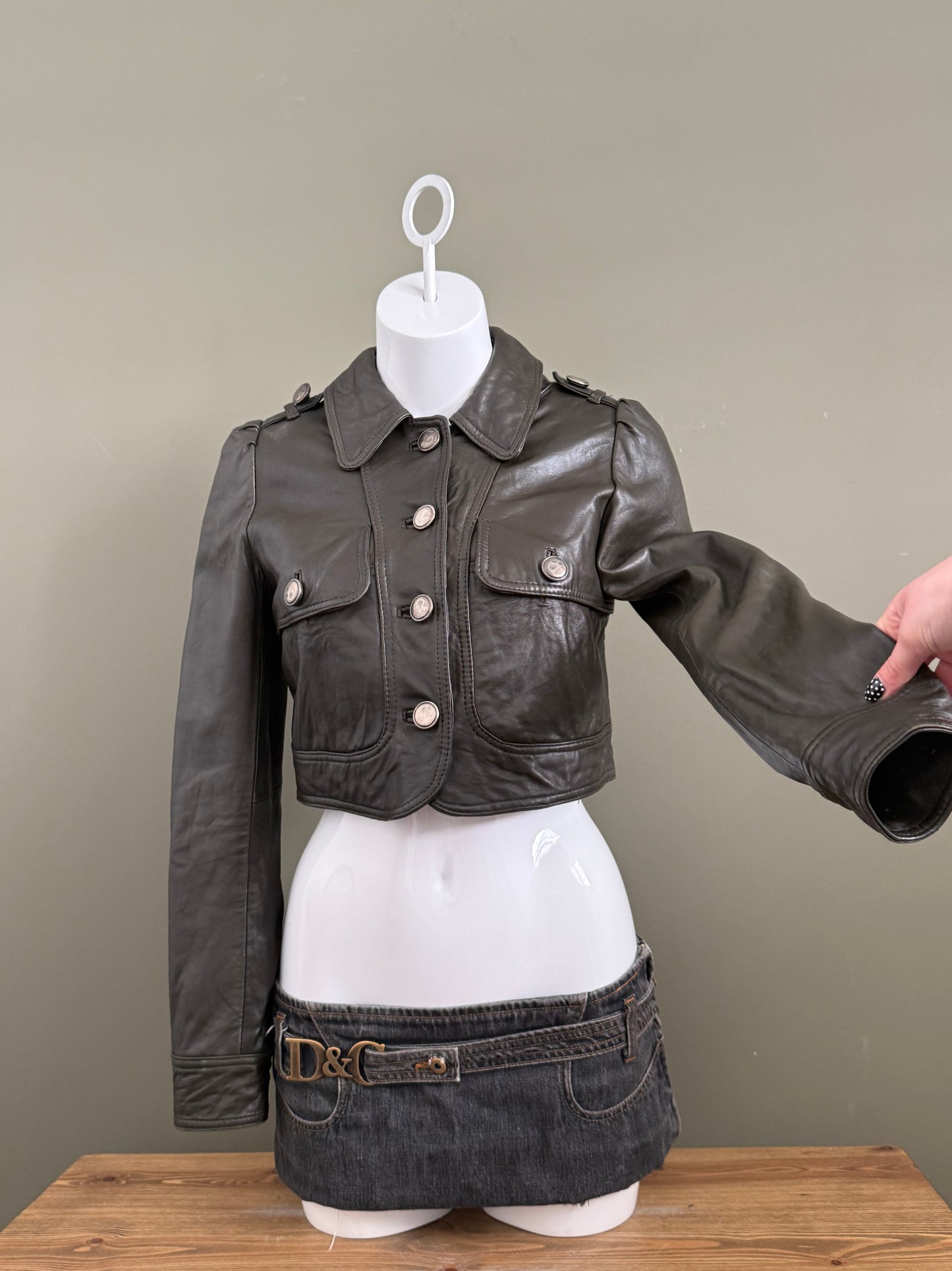 Cropped Leather Jacket (UK10)