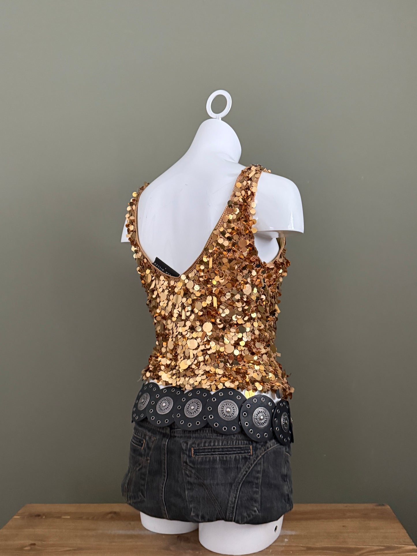 Leather Studded Circle Belt (M)