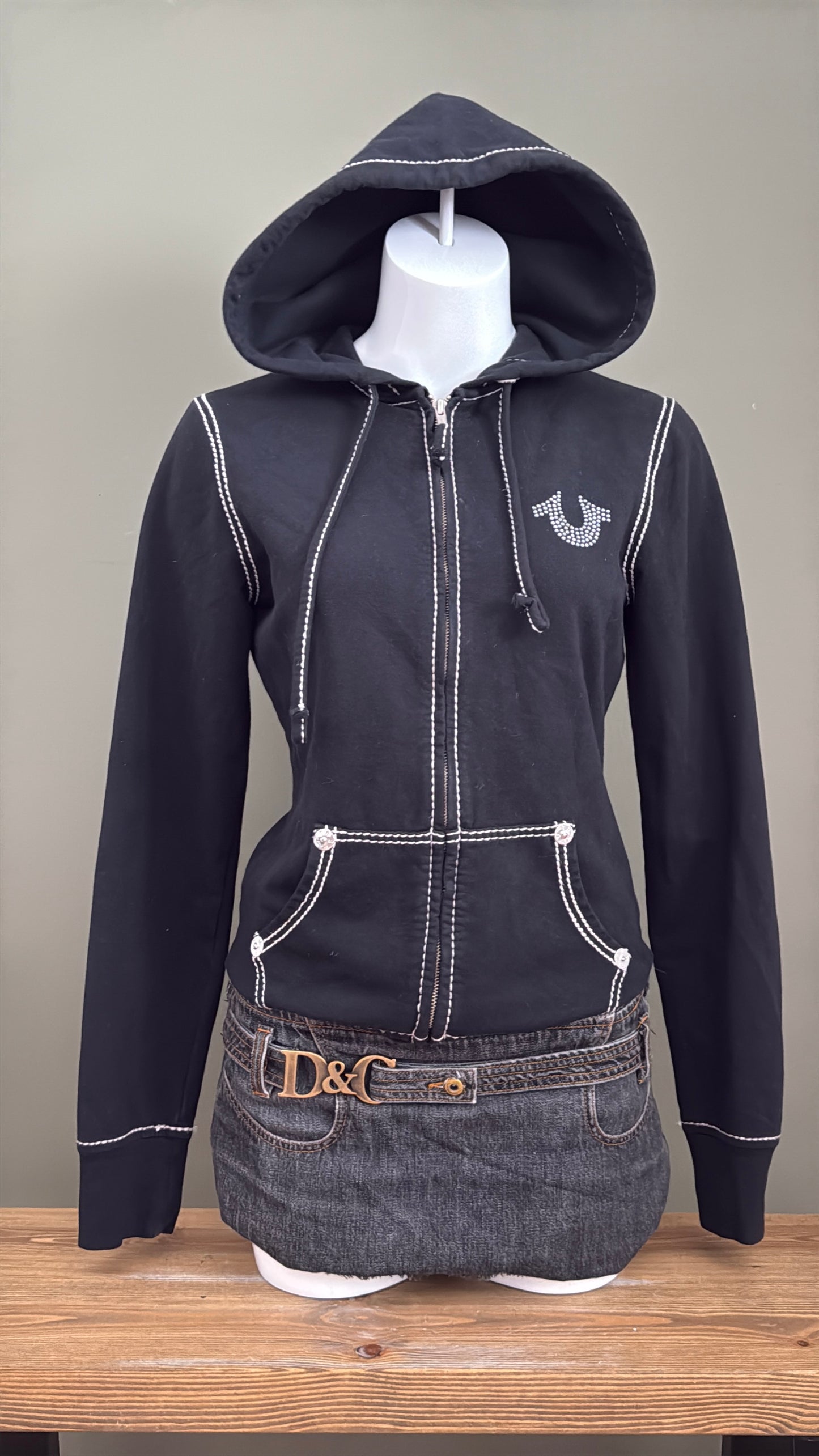 True Religion Contrast Stitch Zip Hoodie (M)