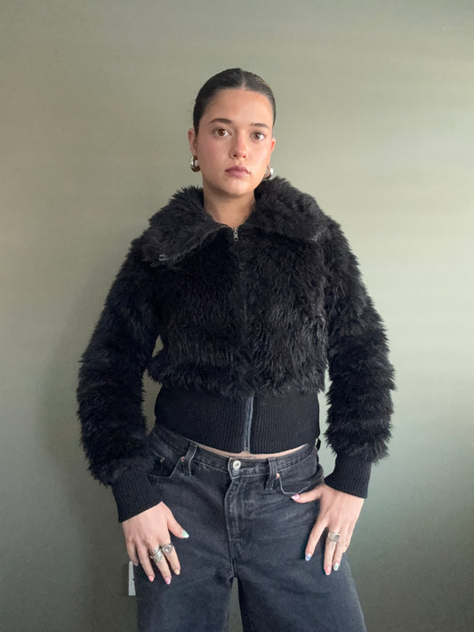 Faux Fur Bomber Jacket (S)
