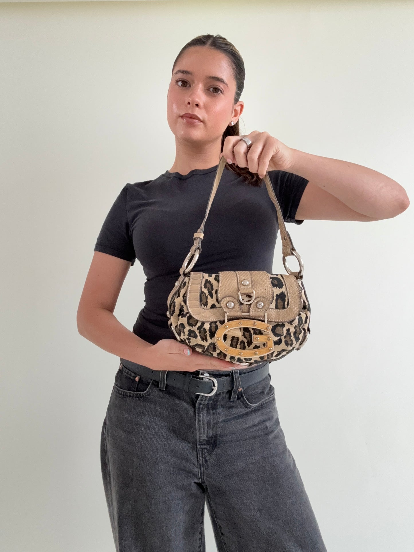 Guess Leopard Print Shoulder Bag