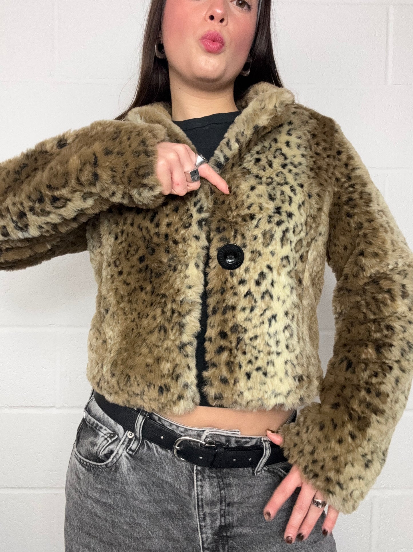 Lipsy Leopard Faux Fur Jacket (UK10)