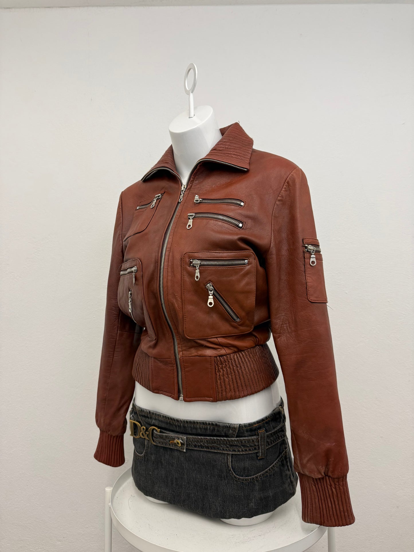 Leather Cargo Jacket (L)