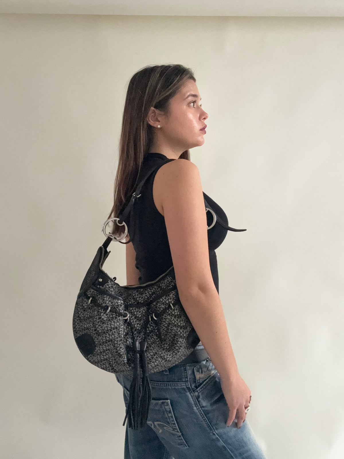 DKNY Slouchy Monogram Shoulder Bag