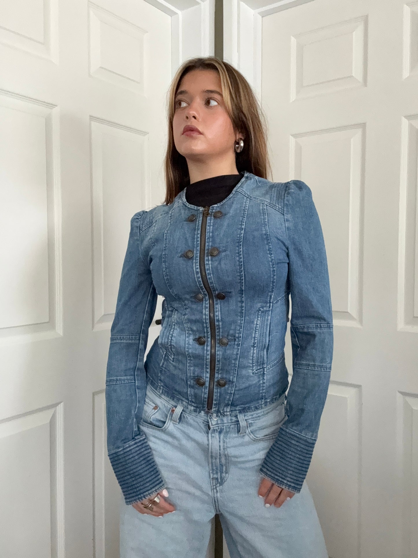 Fitted Denim Military Jacket (S)