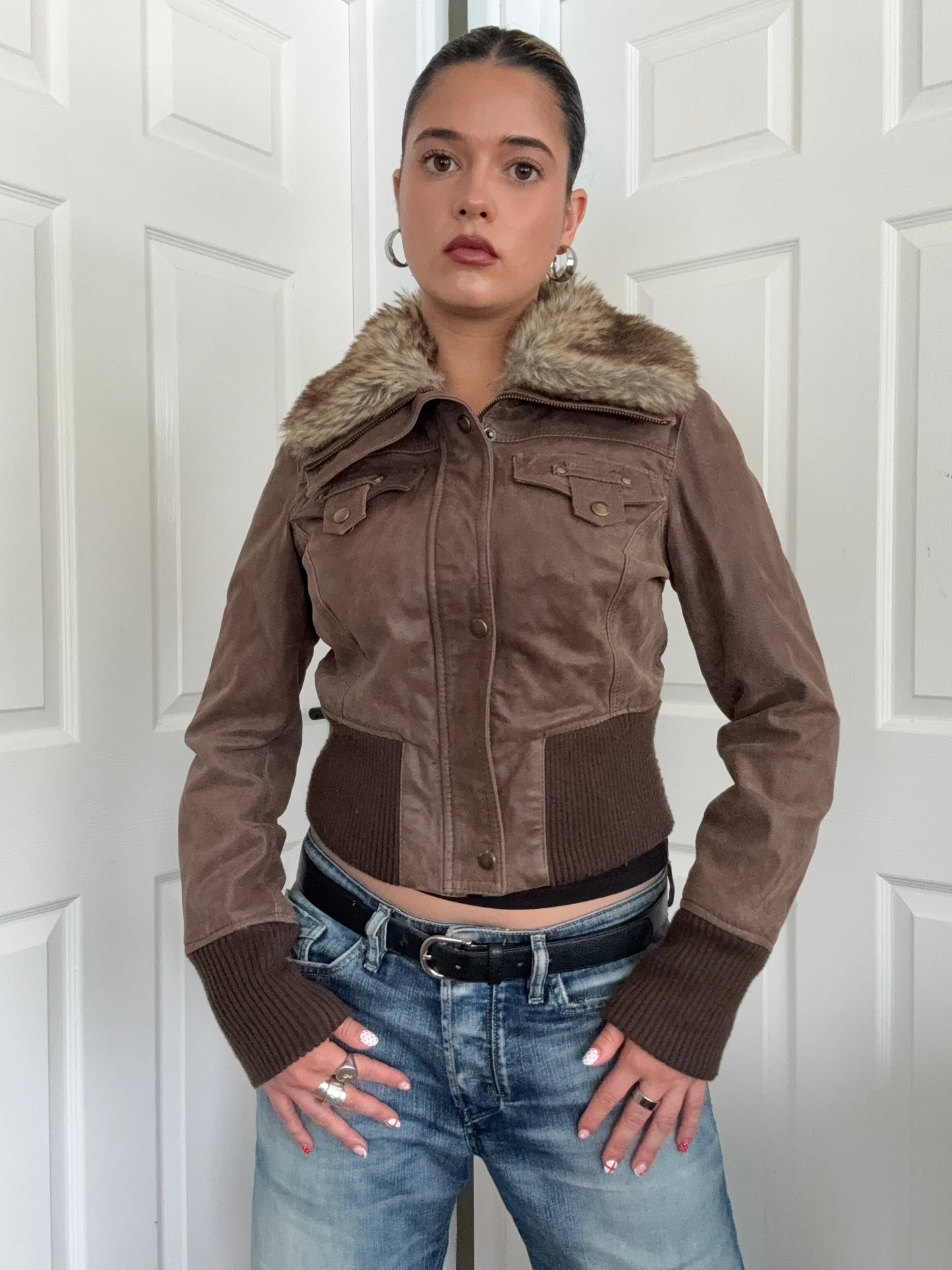 Leather Bomber Jacket (UK12)