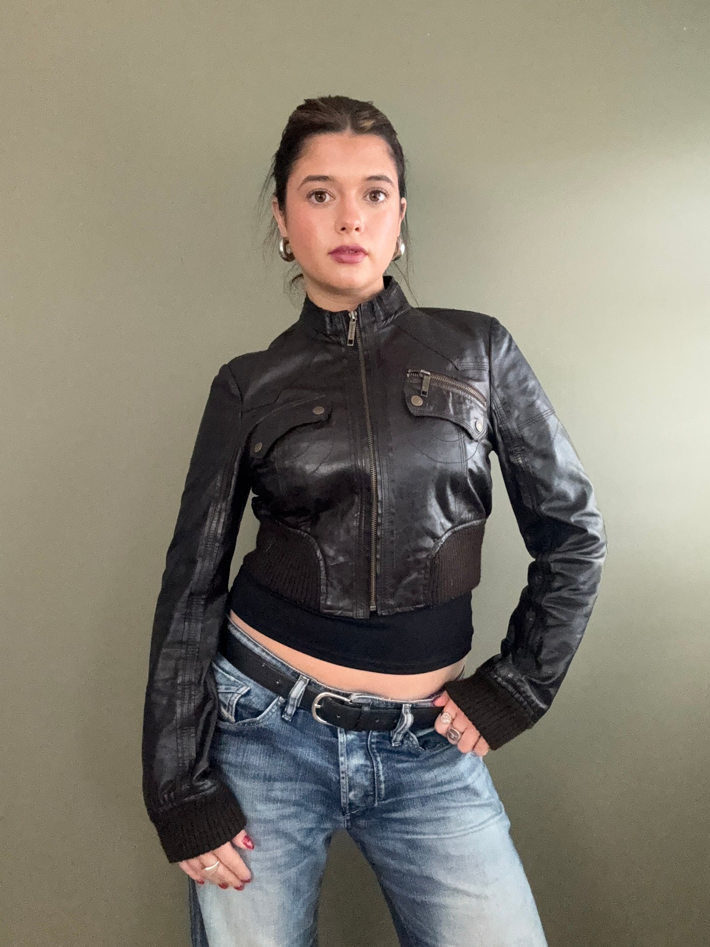 Cropped Leather Jacket (UK12)