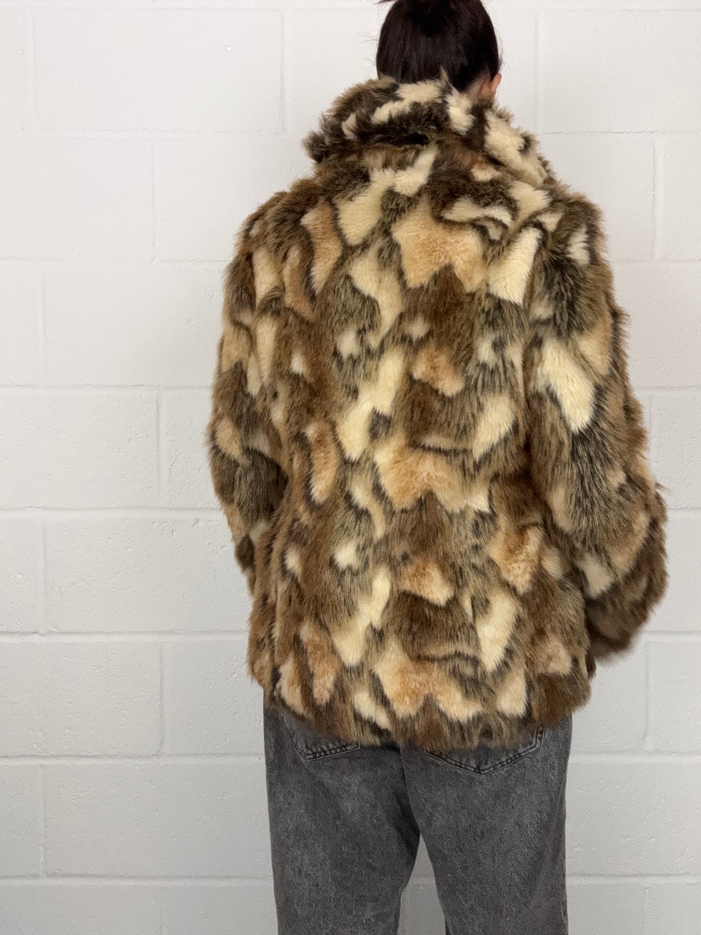 Faux Fur Patchwork Jacket (UK10)