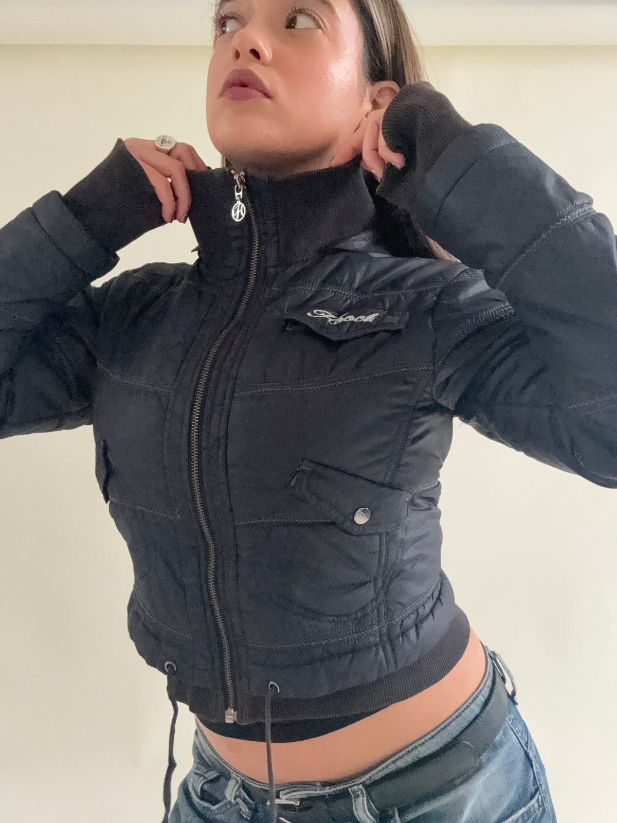 Hooch Cropped Bomber Jacket (S)
