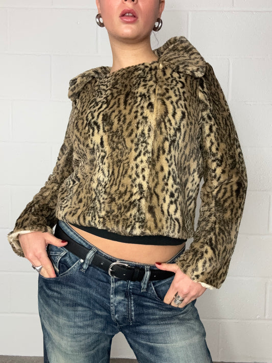 Y2K Leopard Faux Fur Jacket