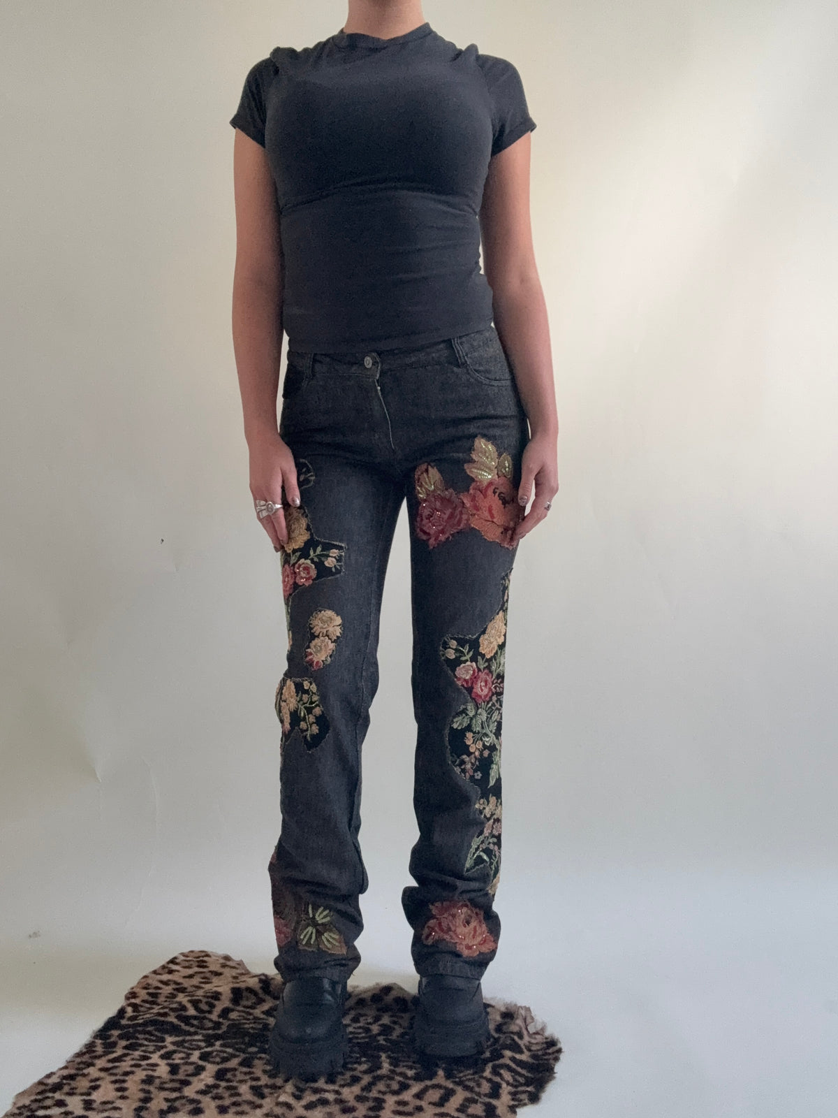 Morgan De Toi Embroidered Patchwork Jeans (S)
