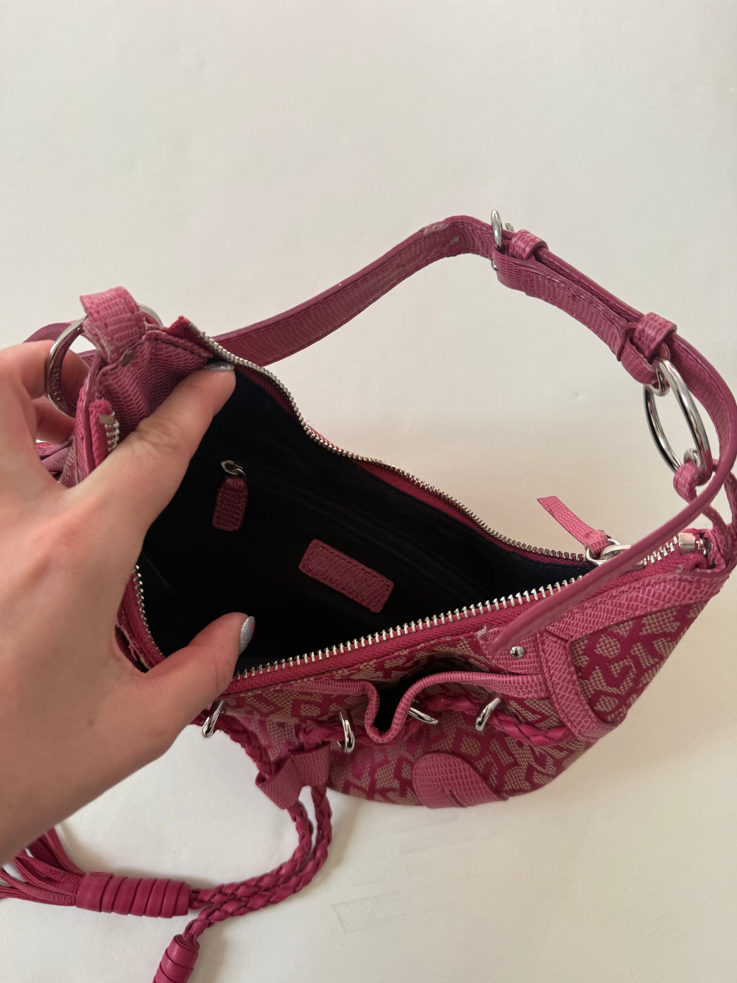 DKNY Pink Tassle Shoulder Bag