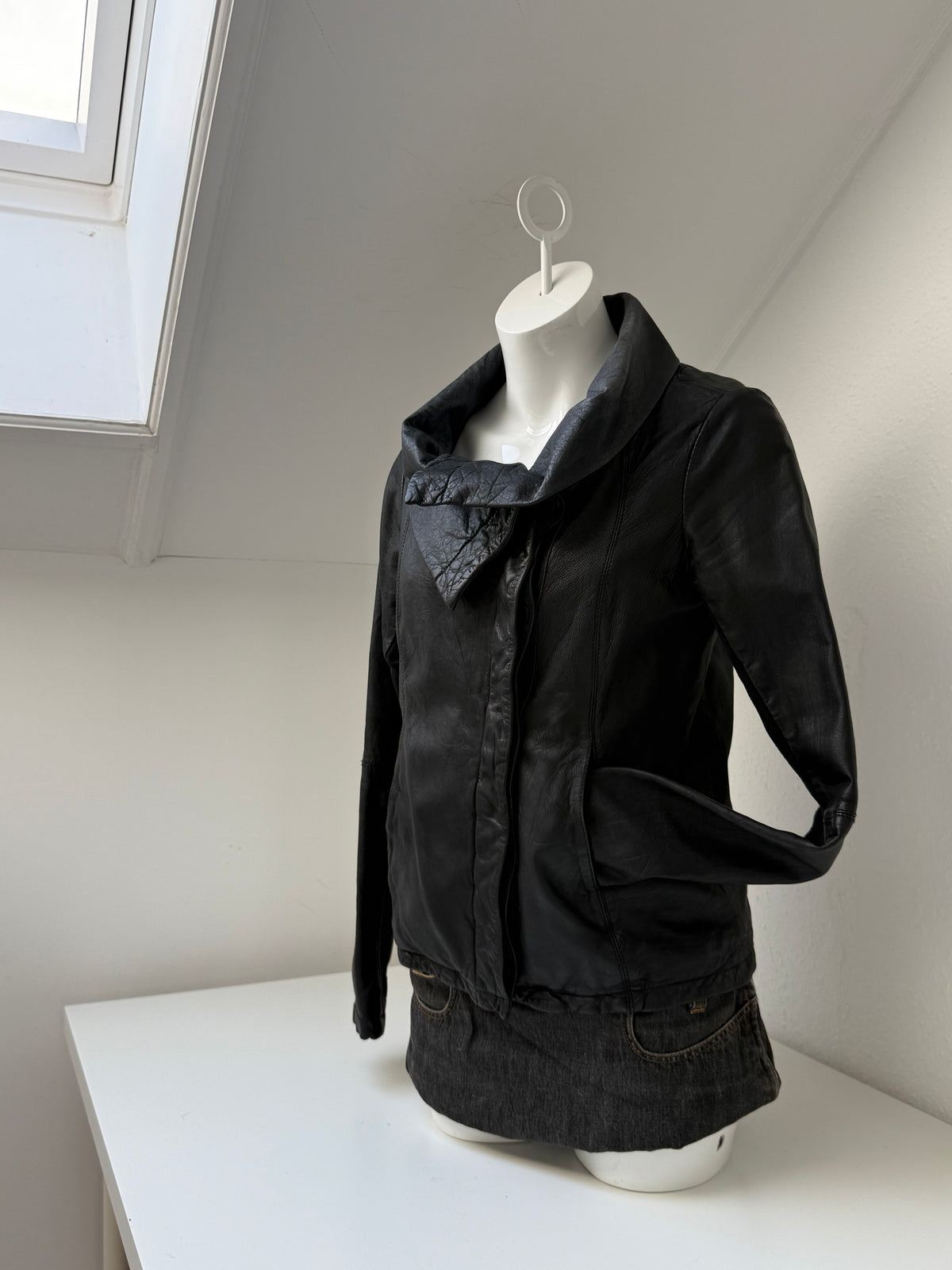 Allsaints Leather Asymmetric Jacket (UK12)