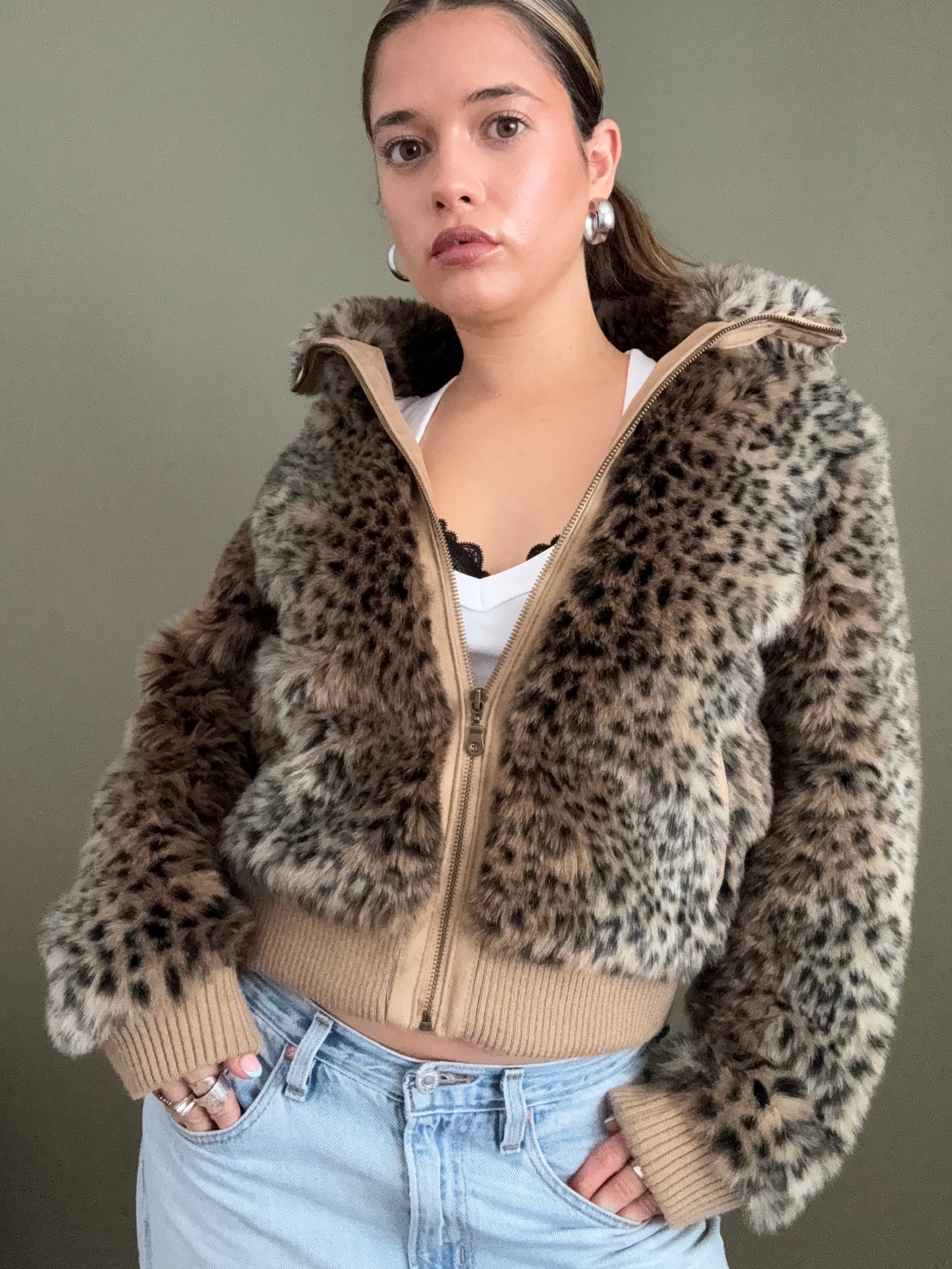 Faux Fur Leopard Jacket (UK10)