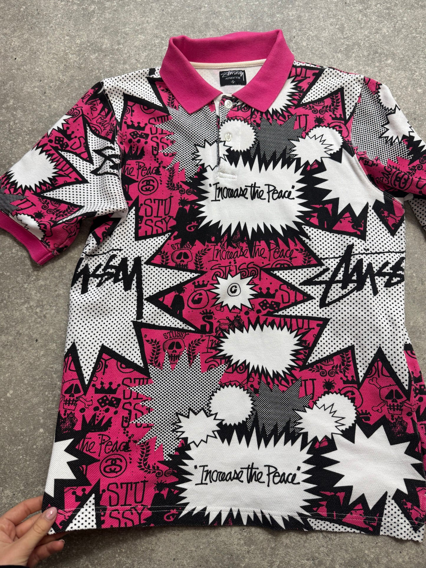 Stussy Comic Print Polo Shirt (S)