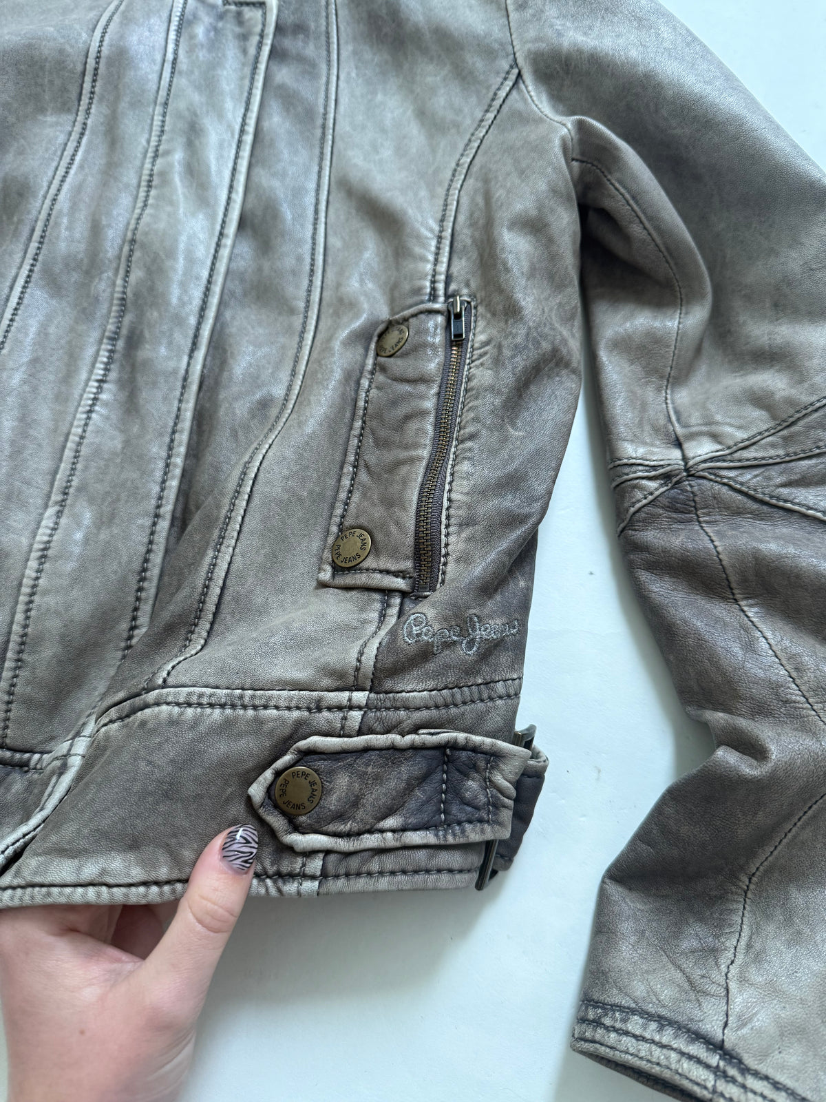 Vintage Pepe Jeans Leather Biker Jacket (M)