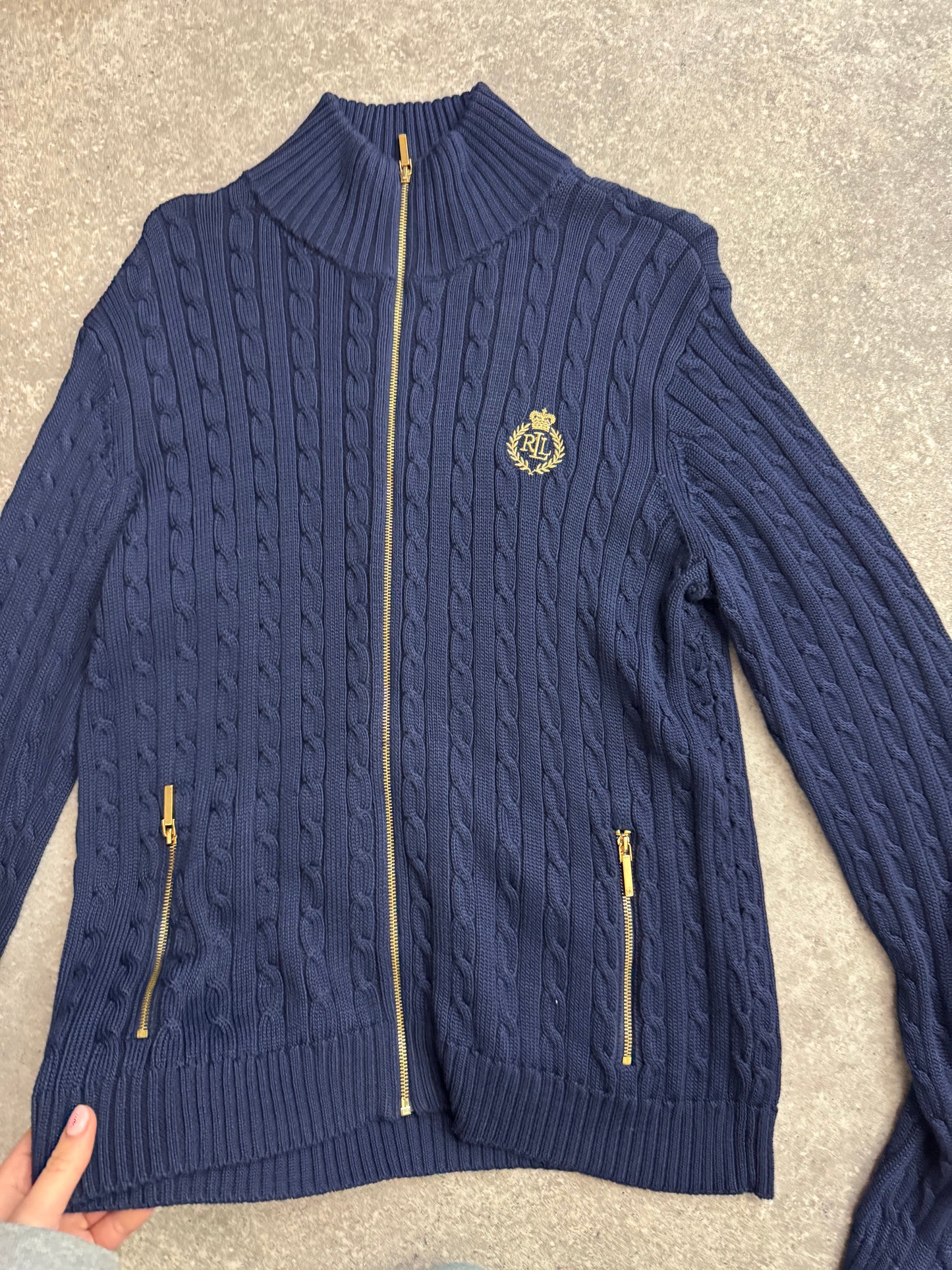 Ralph Lauren Cable Knit Zip Jumper (L)