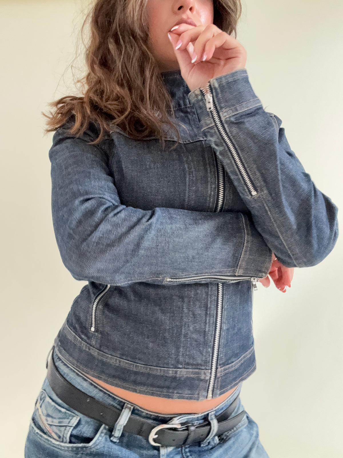 French Connection Asymmetric Denim Jacket (M)