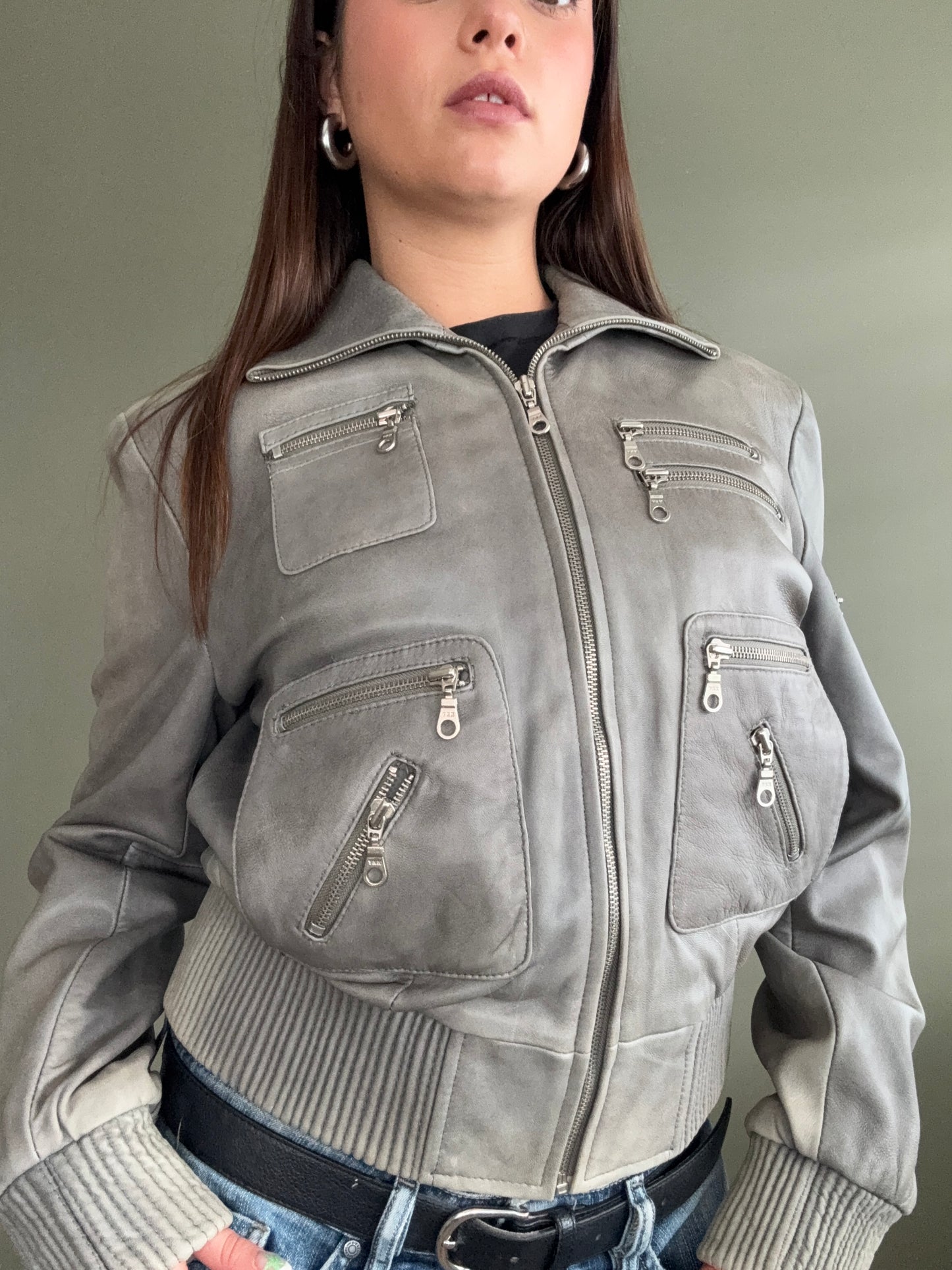 Leather Cargo Jacket (M)