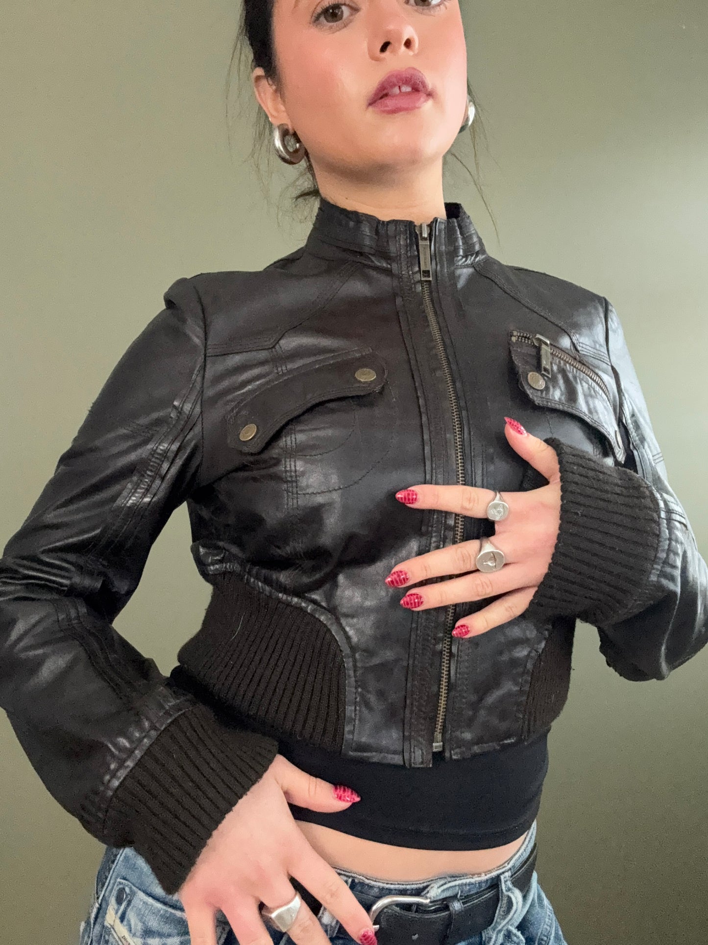 Cropped Leather Jacket (UK12)
