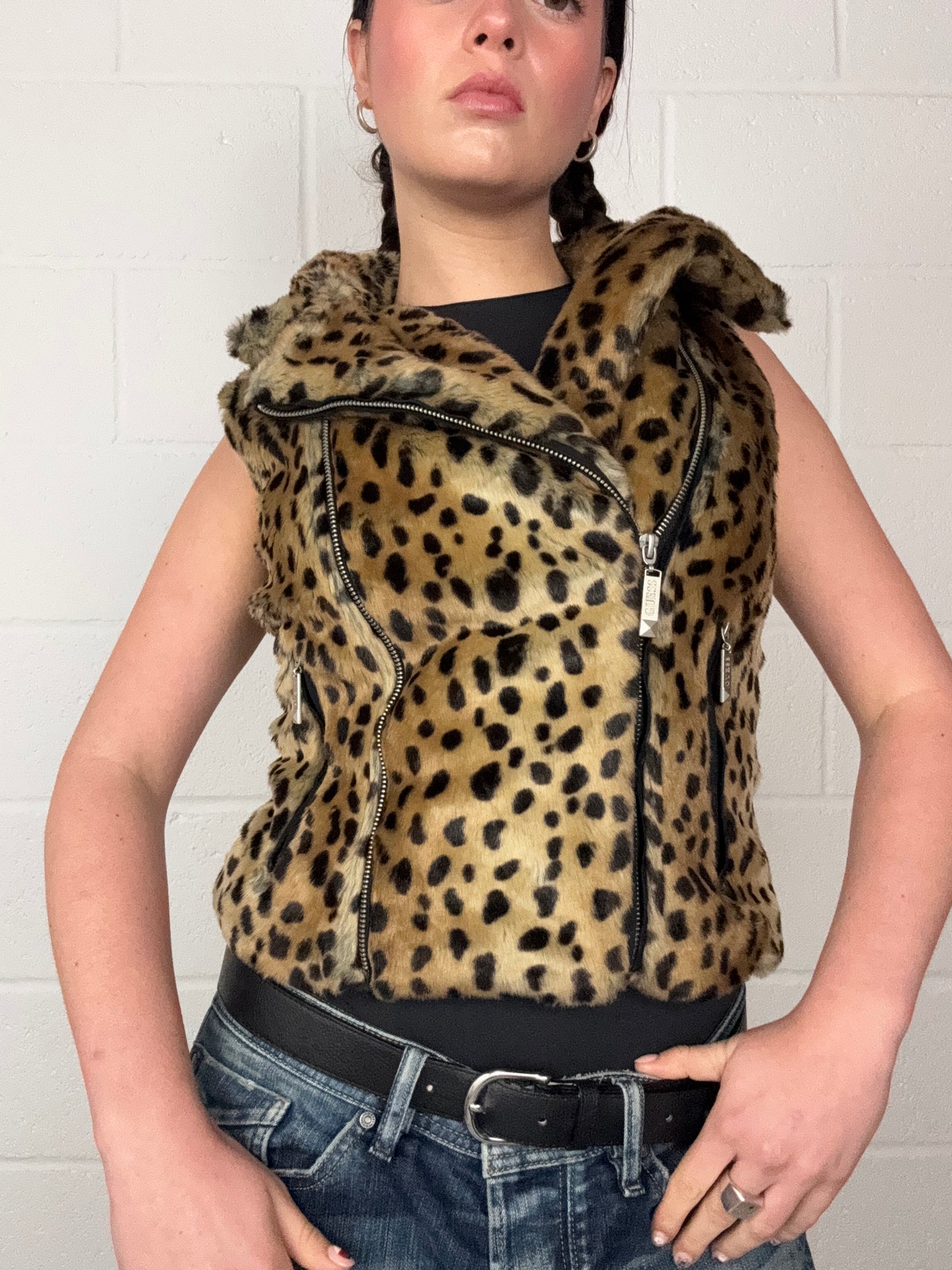 Guess Faux Fur Leopard Gilet (S)