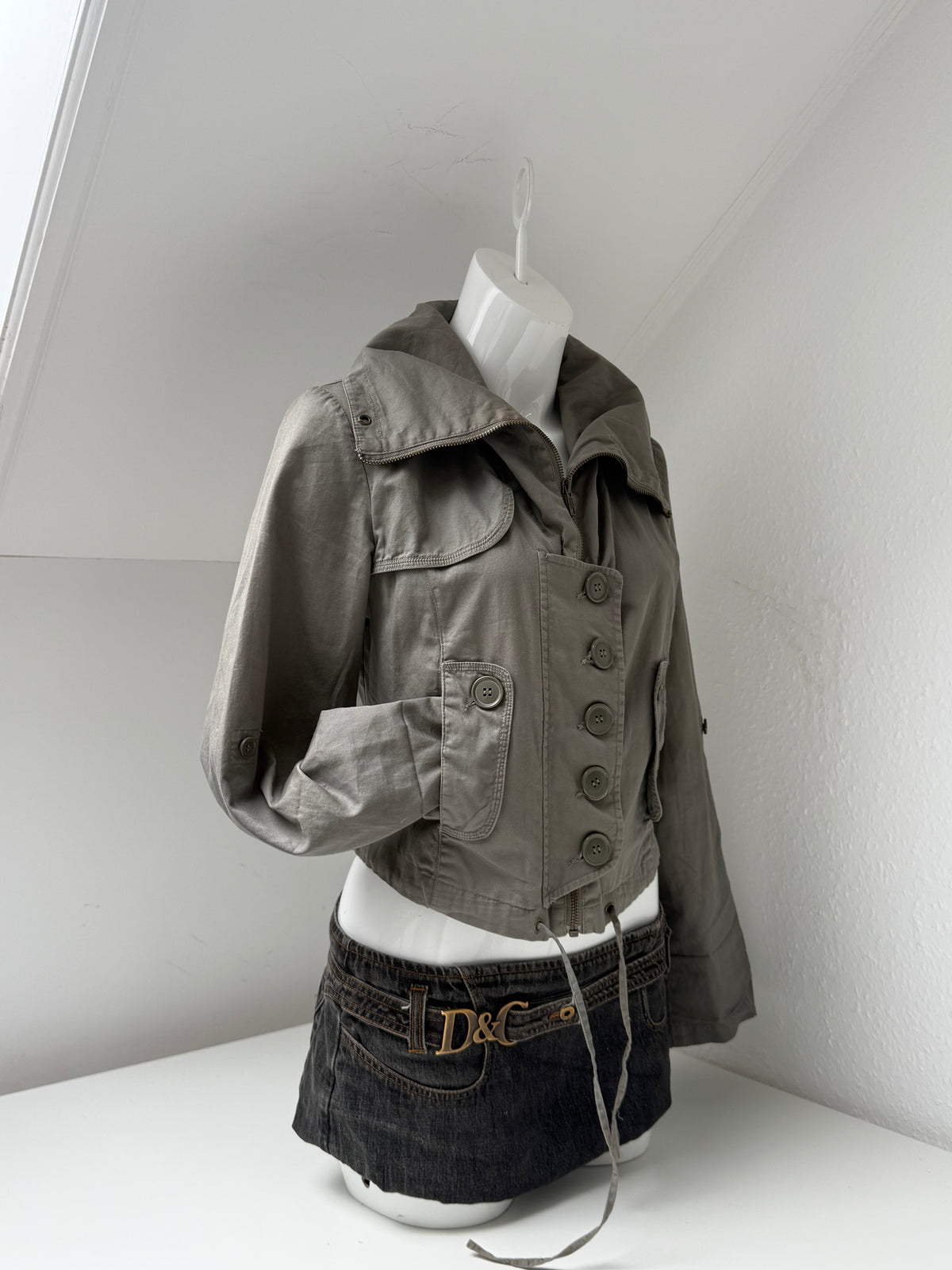 Cropped Funnel Neck Utility Jacket (UK10)