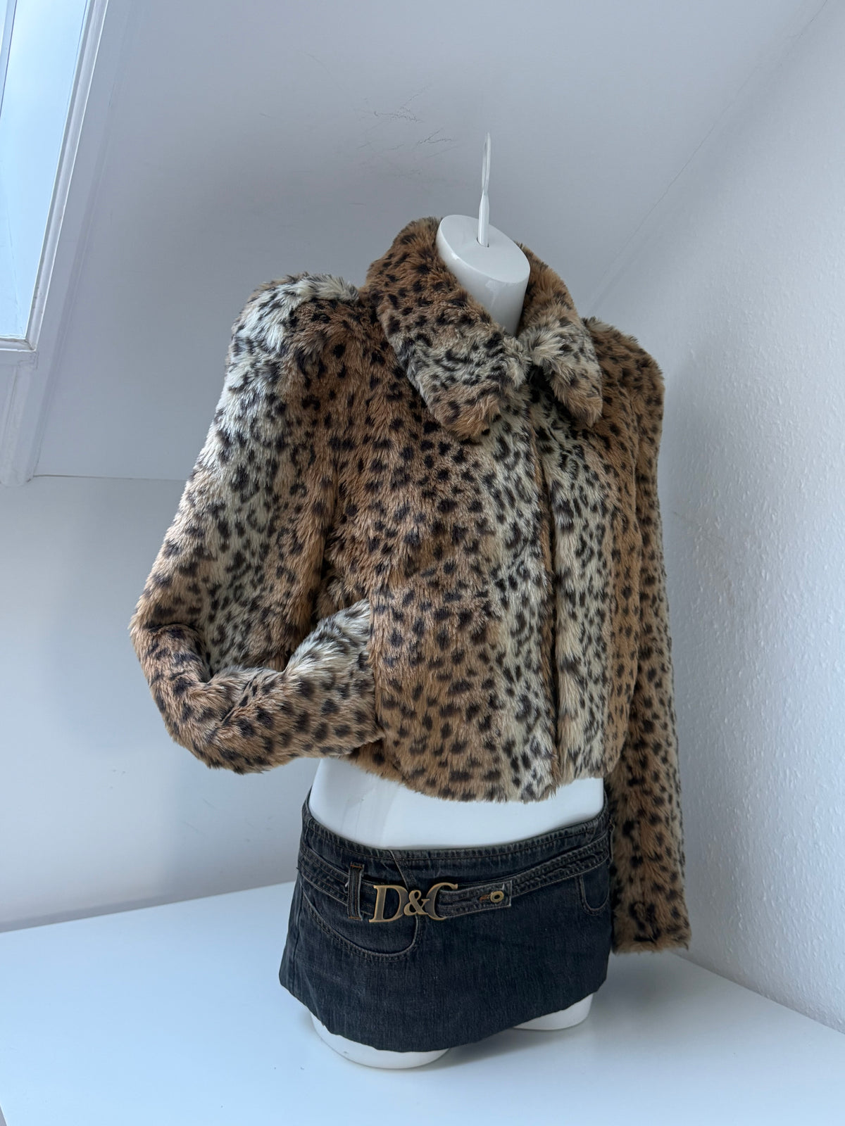 Y2K Leopard Faux Fur Jacket (UK8)