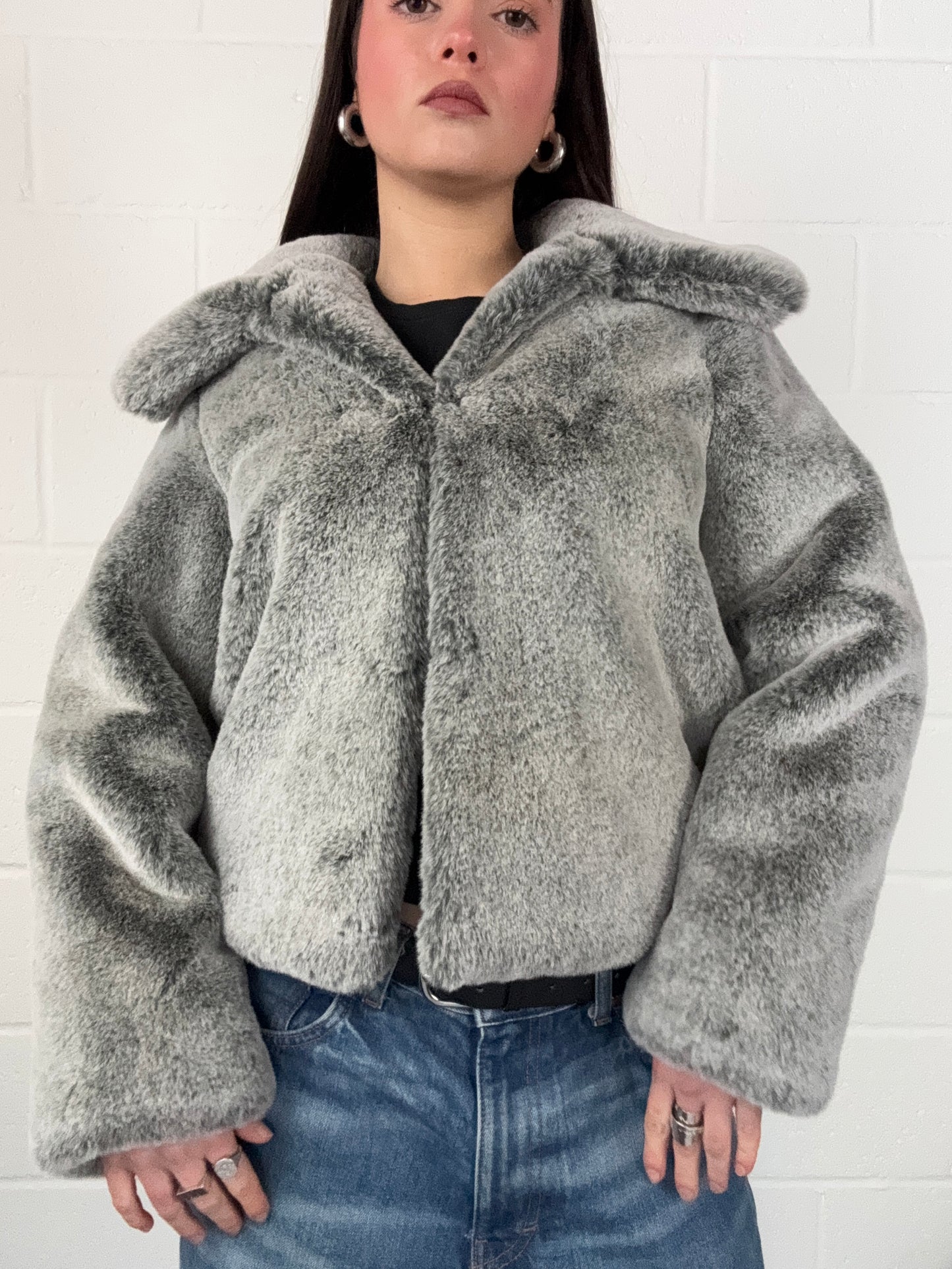 Faux Fur Grey Jacket (UK8)