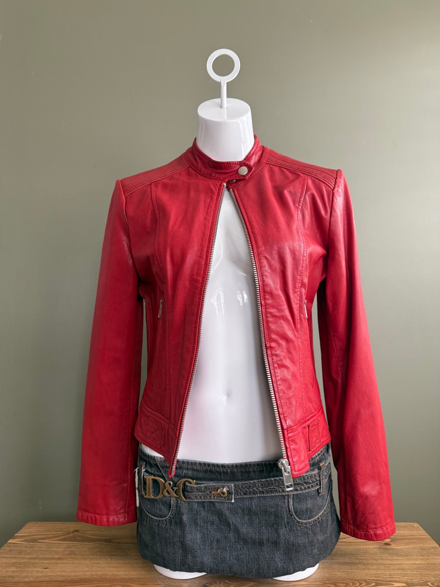 Diesel Red Leather Jacket (M)