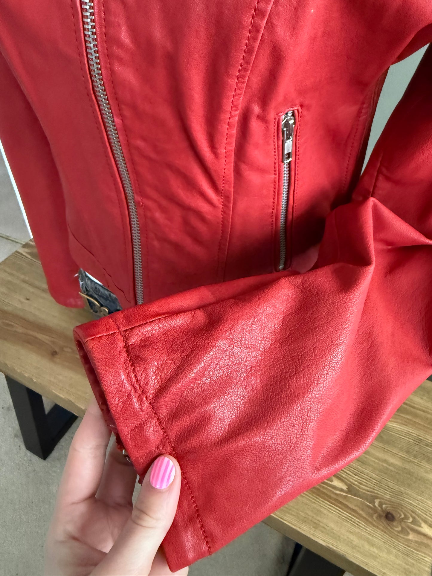 Diesel Red Leather Jacket (M)