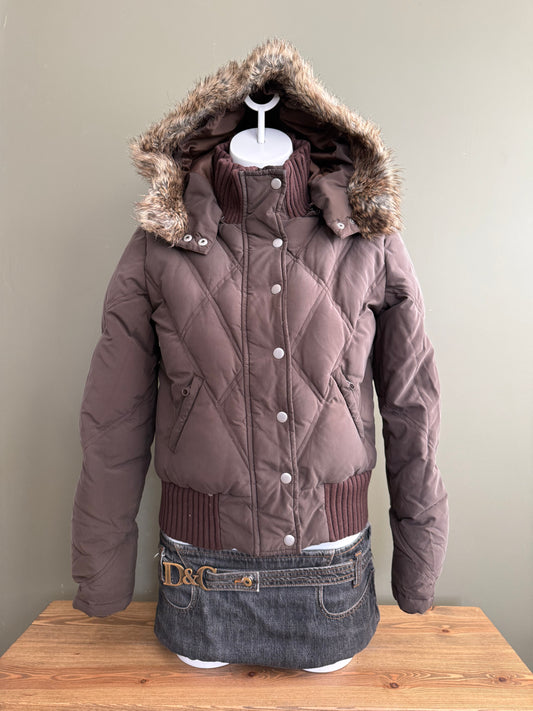 Y2K Brown Puffer Jacket (UK10)